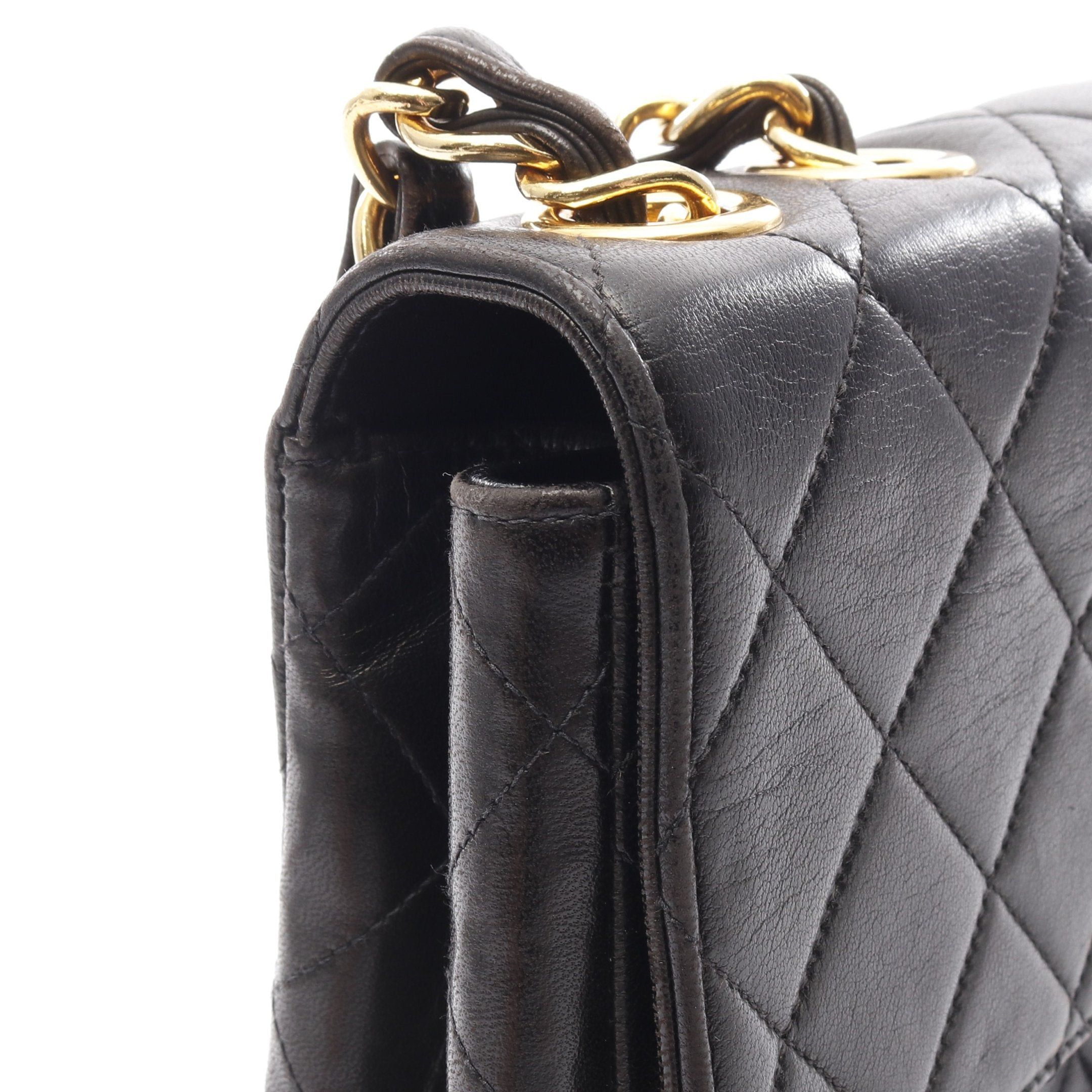Chanel Chanel Decamatlassé 30 Single Flap Double Chain Shoulder Bag Lambskin Black Gold Hardware Size ONE SIZE - 8 Thumbnail