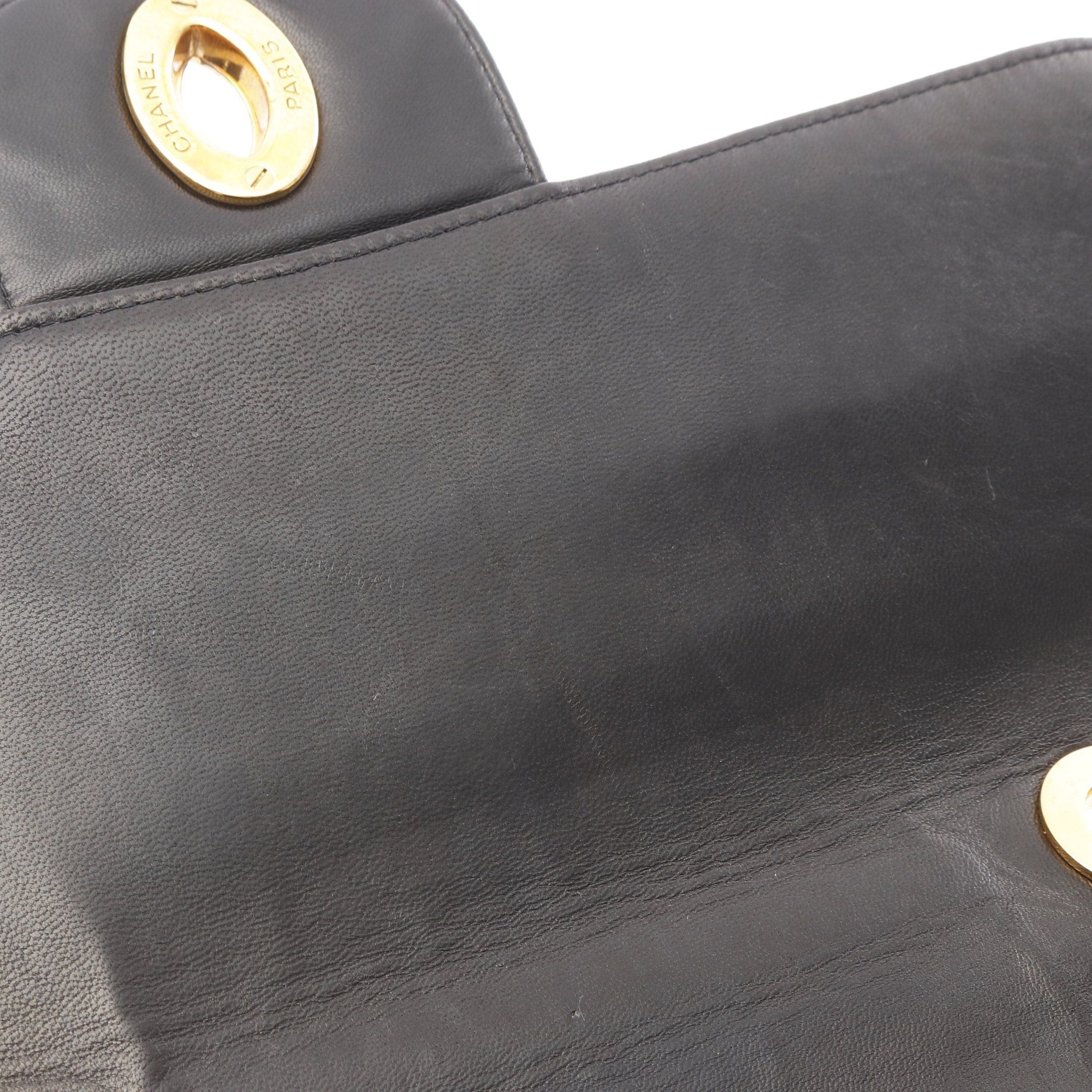 Chanel Chanel Decamatlassé 30 Single Flap Double Chain Shoulder Bag Lambskin Black Gold Hardware Size ONE SIZE - 11 Thumbnail