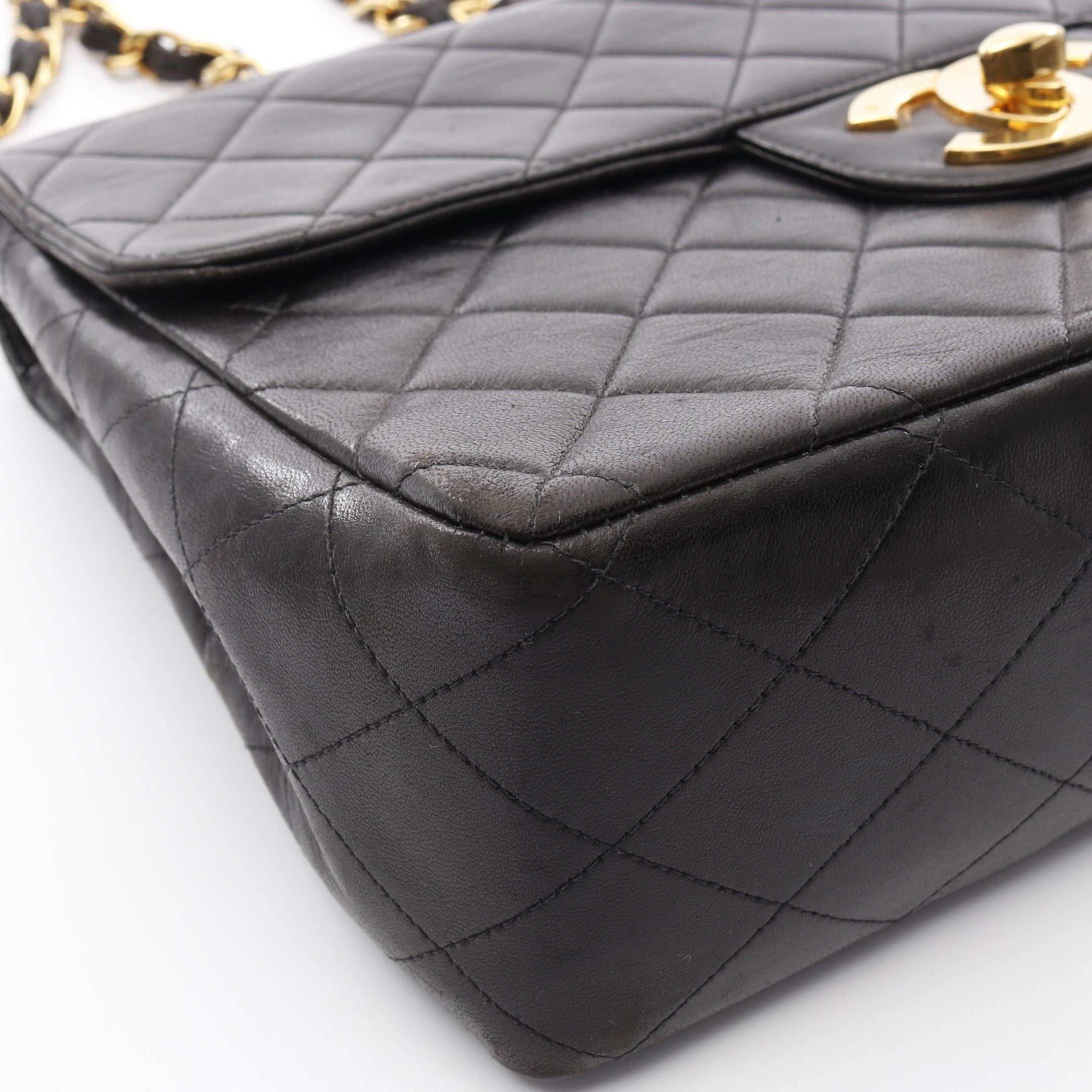 Chanel Chanel Decamatlassé 30 Single Flap Double Chain Shoulder Bag Lambskin Black Gold Hardware Size ONE SIZE - 6 Thumbnail