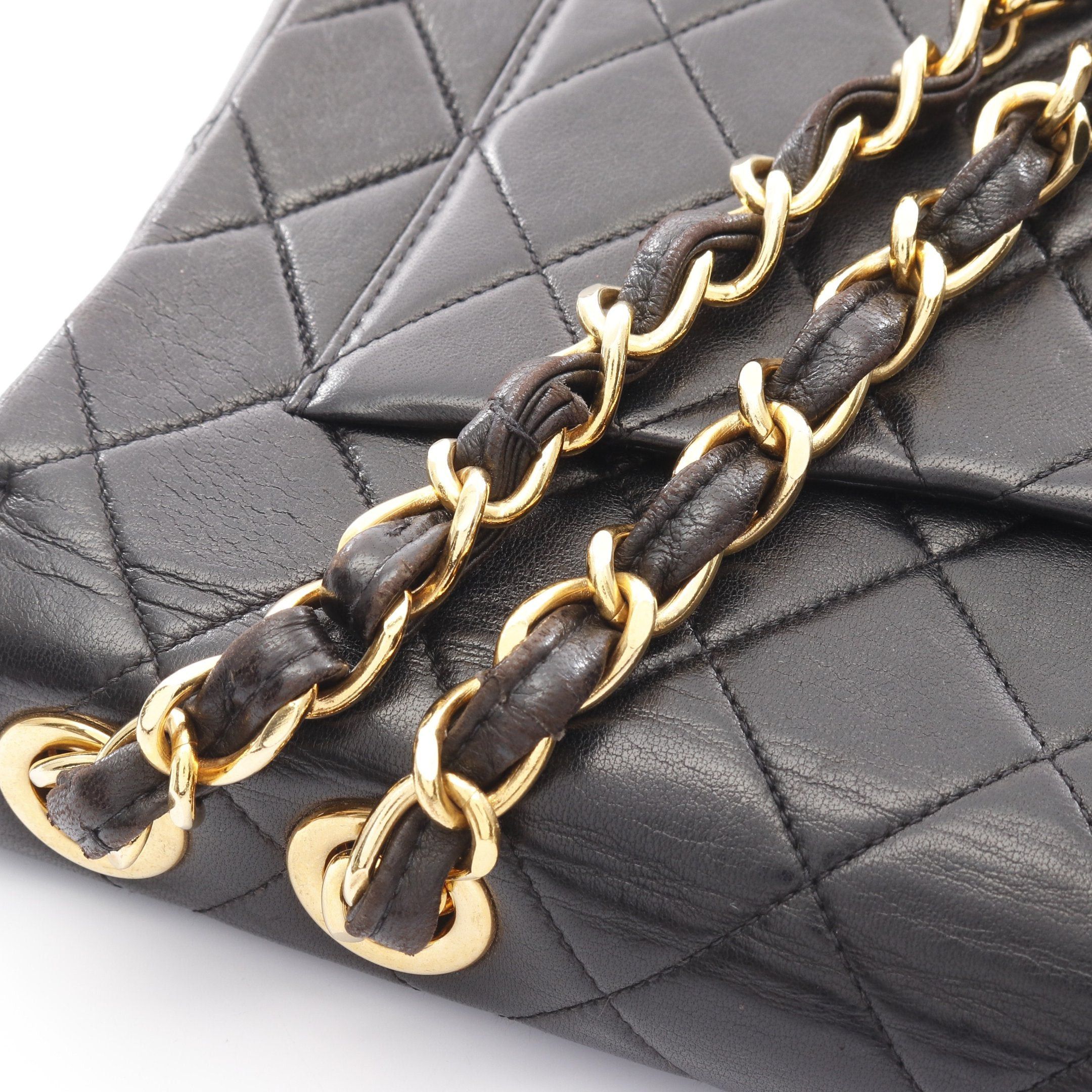 Chanel Chanel Decamatlassé 30 Single Flap Double Chain Shoulder Bag Lambskin Black Gold Hardware Size ONE SIZE - 9 Thumbnail