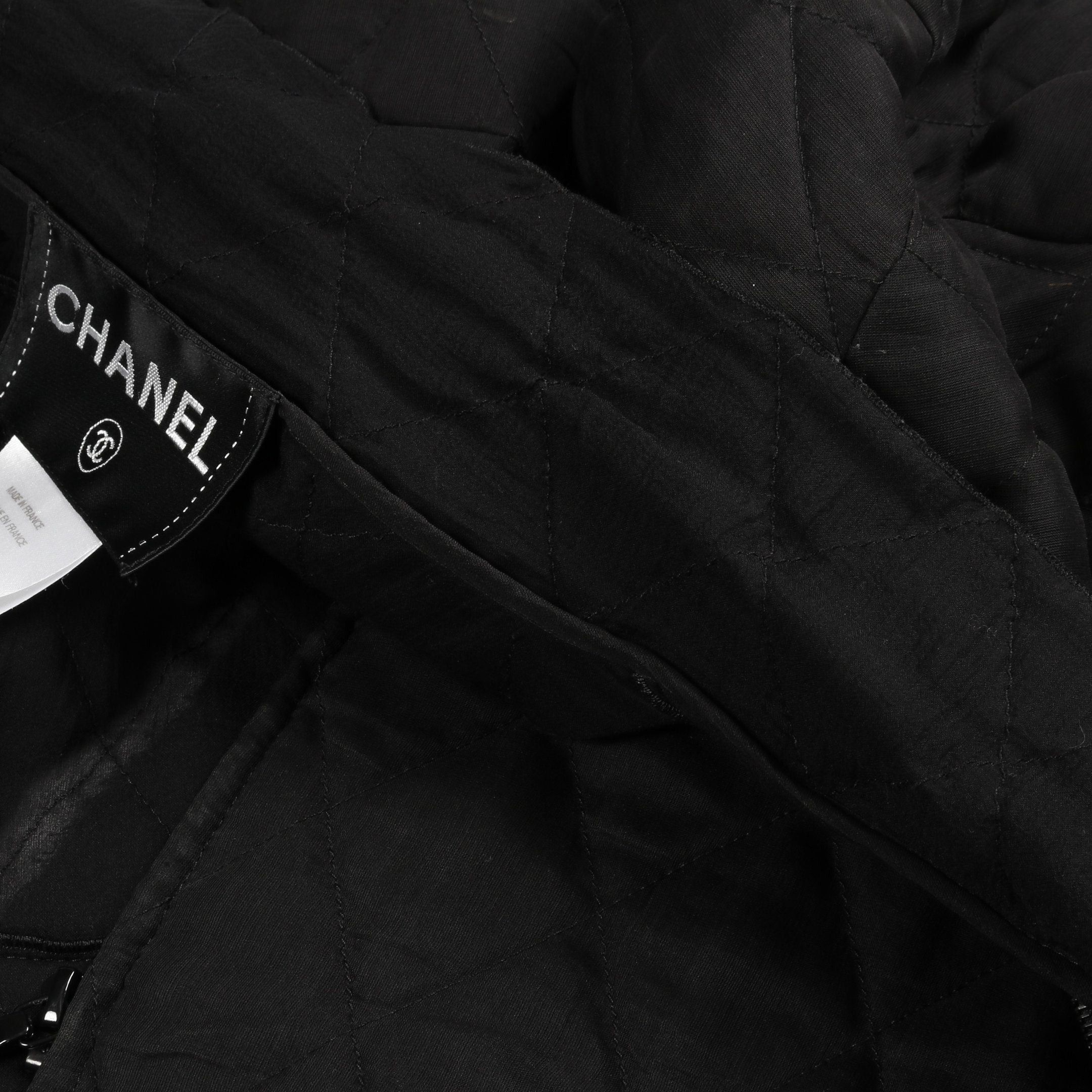 Chanel Chanel Quilting Zip Up Jacket Silk Black Color-Block Size ONE SIZE - 8 Thumbnail