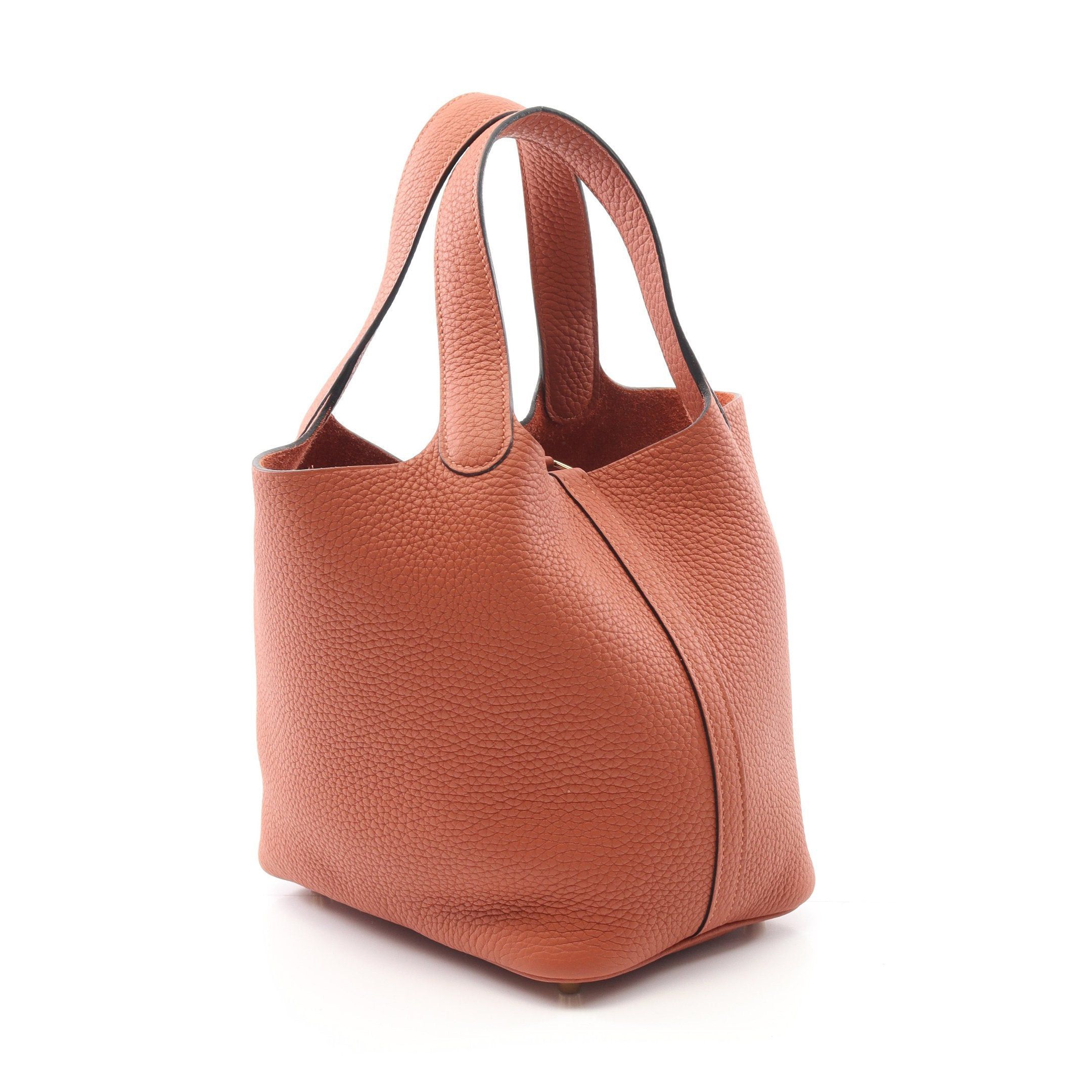Hermes Hermes Picotan Lock Pm Brick Handbag Clemence Leather Orange Brown Gold Hardware K Stamp Size ONE SIZE - 2 Thumbnail