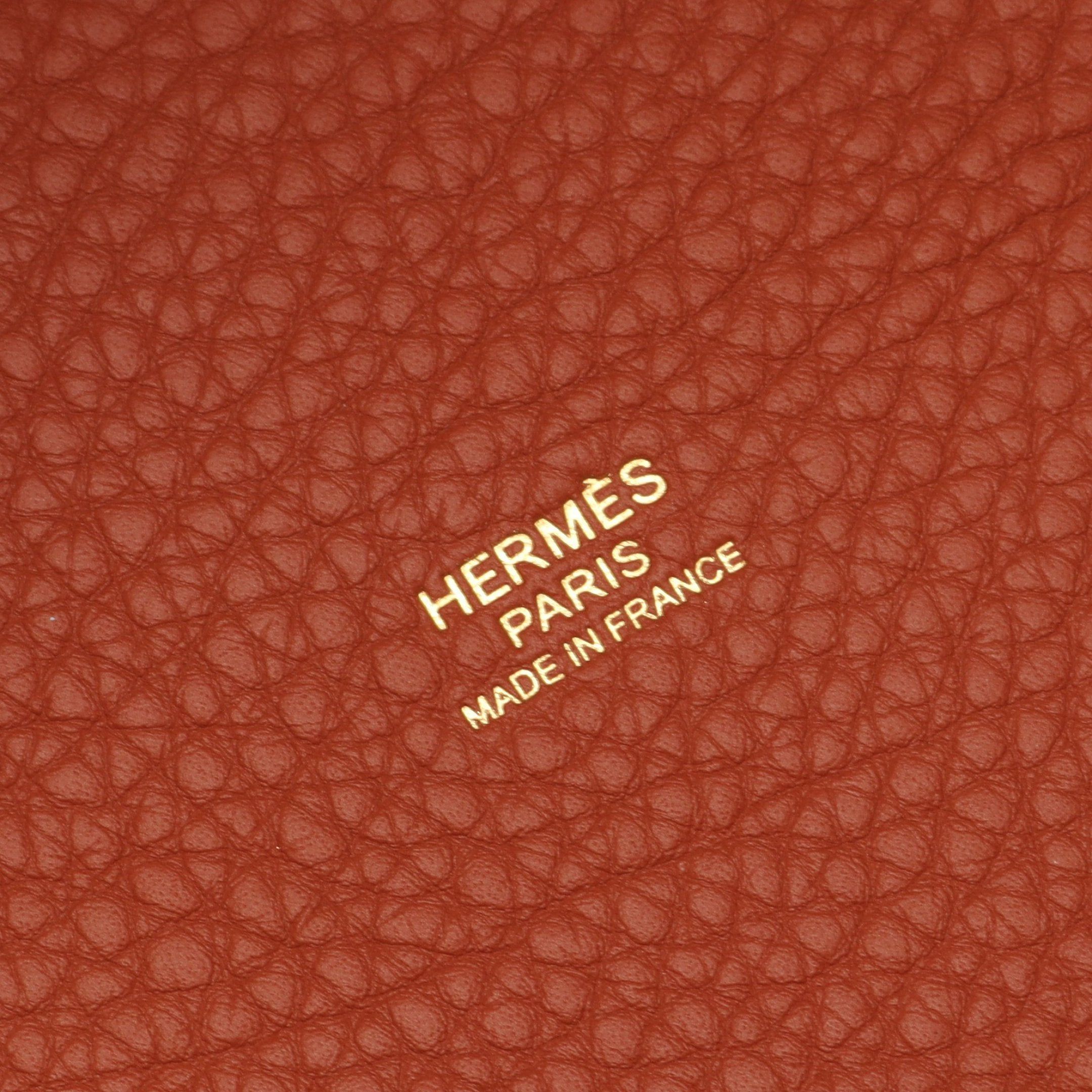 Hermes Hermes Picotan Lock Pm Brick Handbag Clemence Leather Orange Brown Gold Hardware K Stamp Size ONE SIZE - 4 Thumbnail