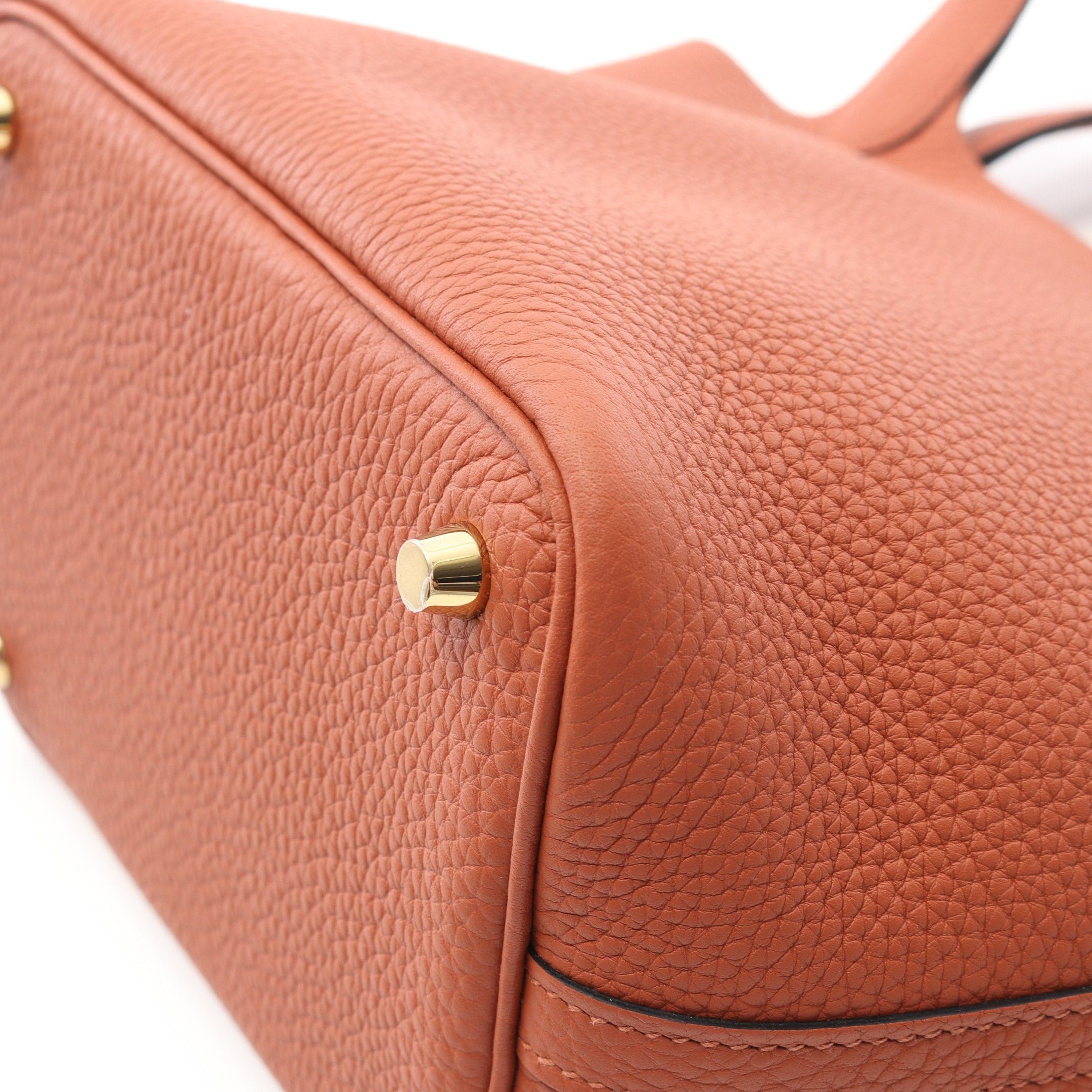 Hermes Hermes Picotan Lock Pm Brick Handbag Clemence Leather Orange Brown Gold Hardware K Stamp Size ONE SIZE - 6 Thumbnail