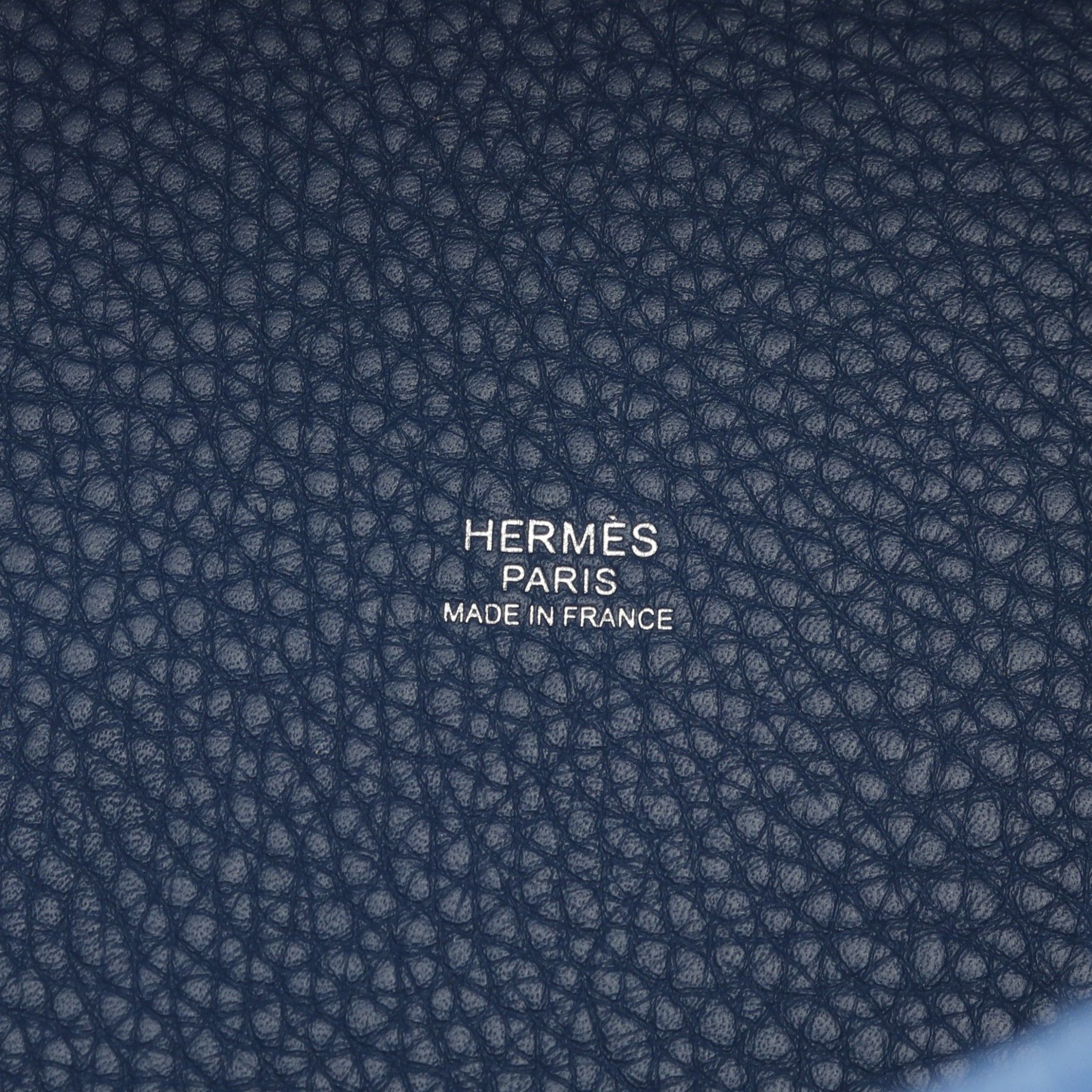 Hermes Hermes Picotane Lock Mm Blue Tie Handbag Clemence Leather Silver Hardware K Stamp Size ONE SIZE - 4 Thumbnail