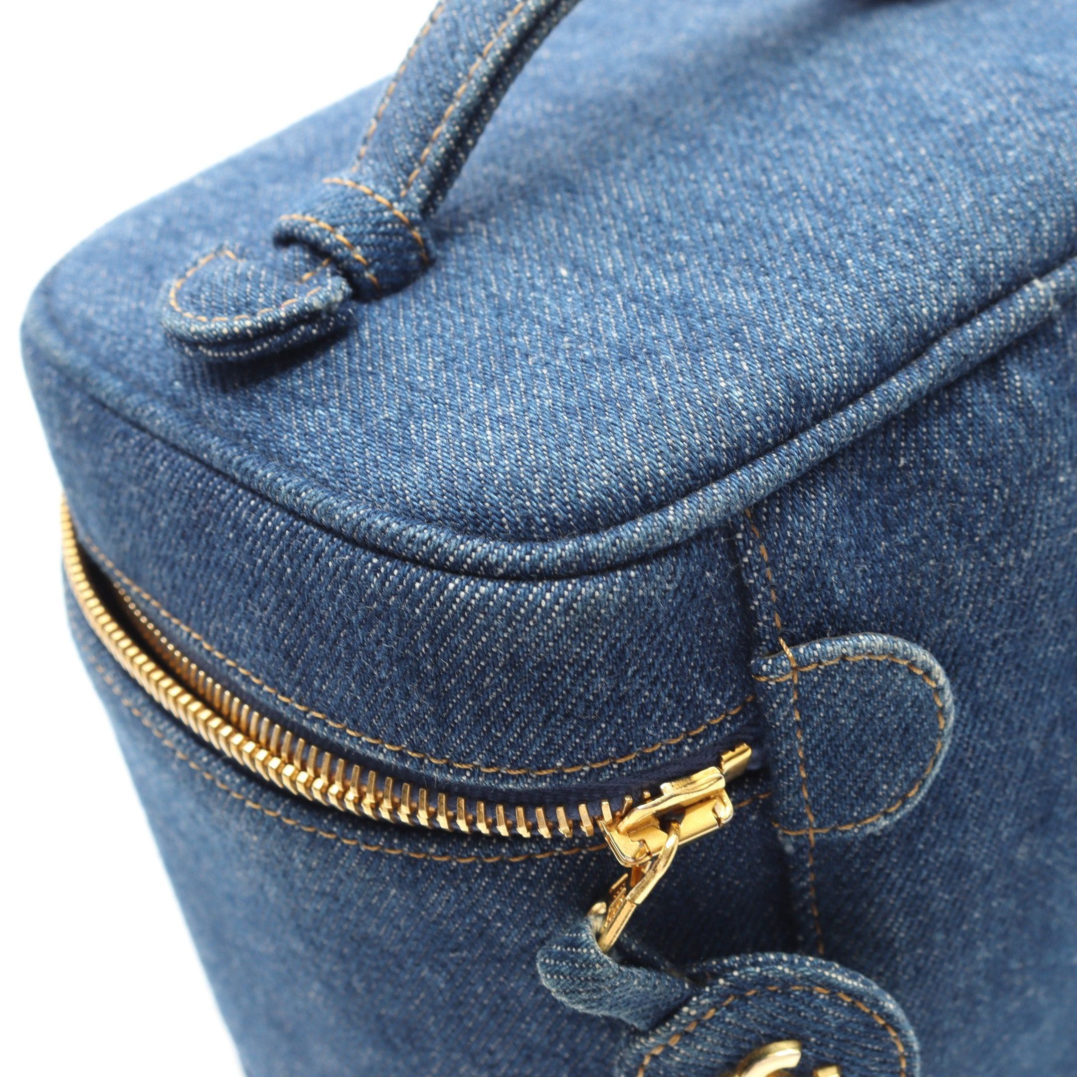 Chanel Chanel Coco Mark Handbag Vanity Bag Denim Indigo Blue Gold Hardware Size ONE SIZE - 7 Thumbnail