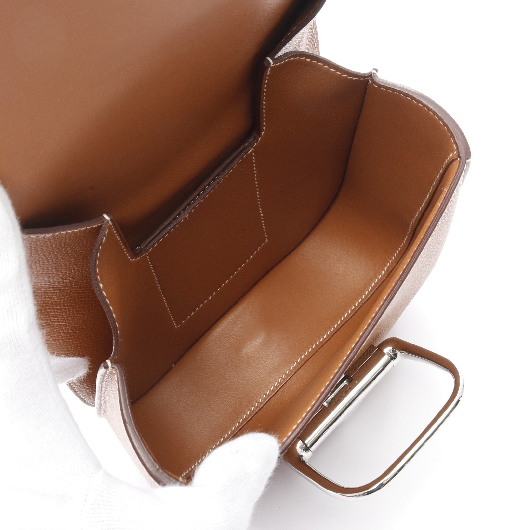 Hermes Hermes Della Cavalleria Mini Gold Shoulder Bag Veau Epsom Light Brown Silver Hardware Z Stamp Size ONE SIZE - 3 Thumbnail