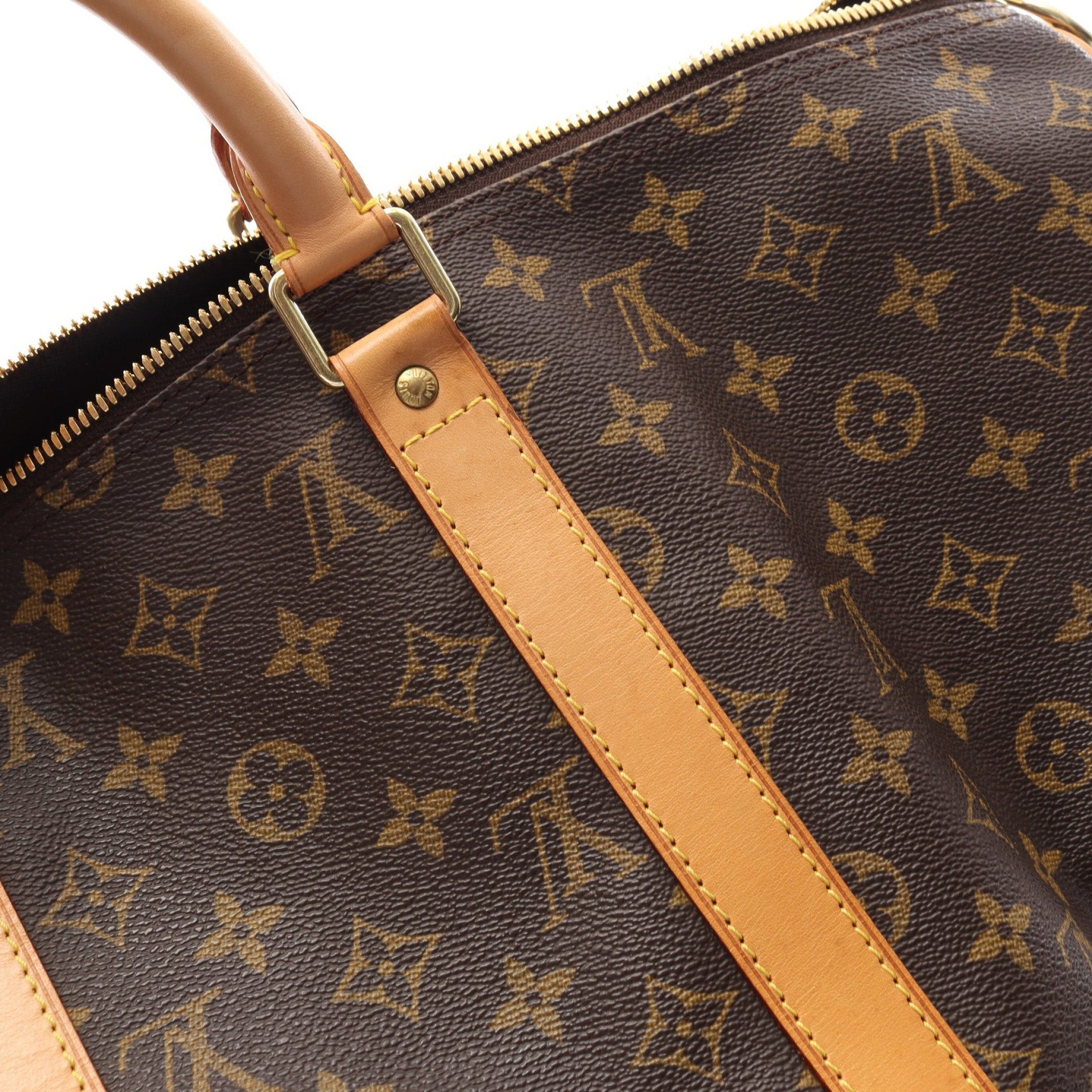 Louis Vuitton Louis Vuitton Keepall 50 Monogram Boston Bag Leather Brown Size ONE SIZE - 10 Thumbnail