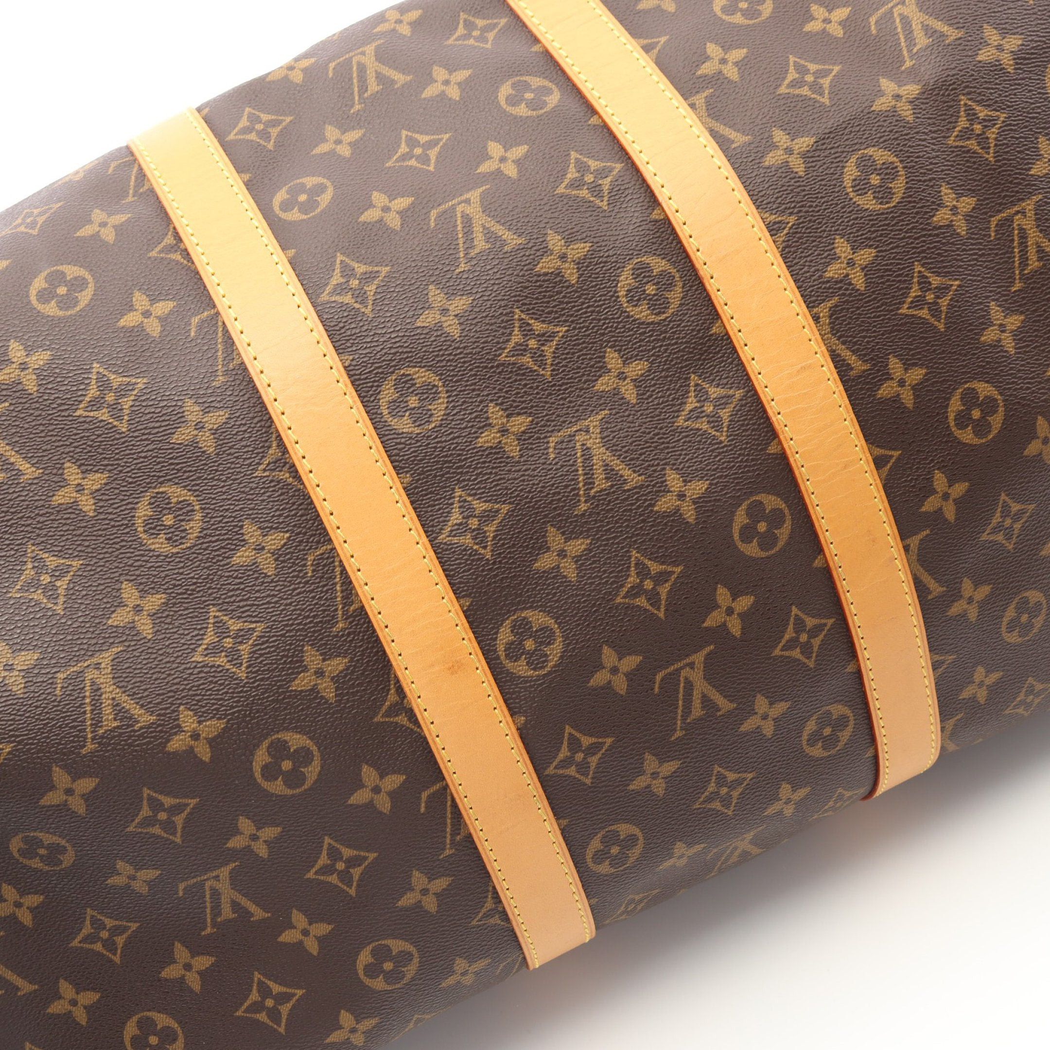 Louis Vuitton Louis Vuitton Keepall 55 Monogram Boston Bag Leather Brown Size ONE SIZE - 6 Thumbnail