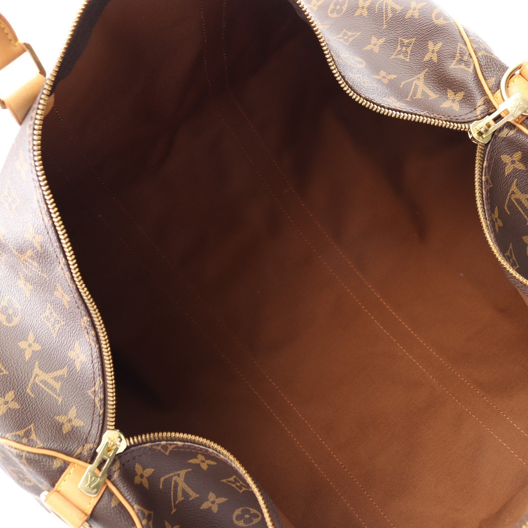Louis Vuitton Louis Vuitton Keepall 55 Monogram Boston Bag Leather Brown Size ONE SIZE - 3 Thumbnail