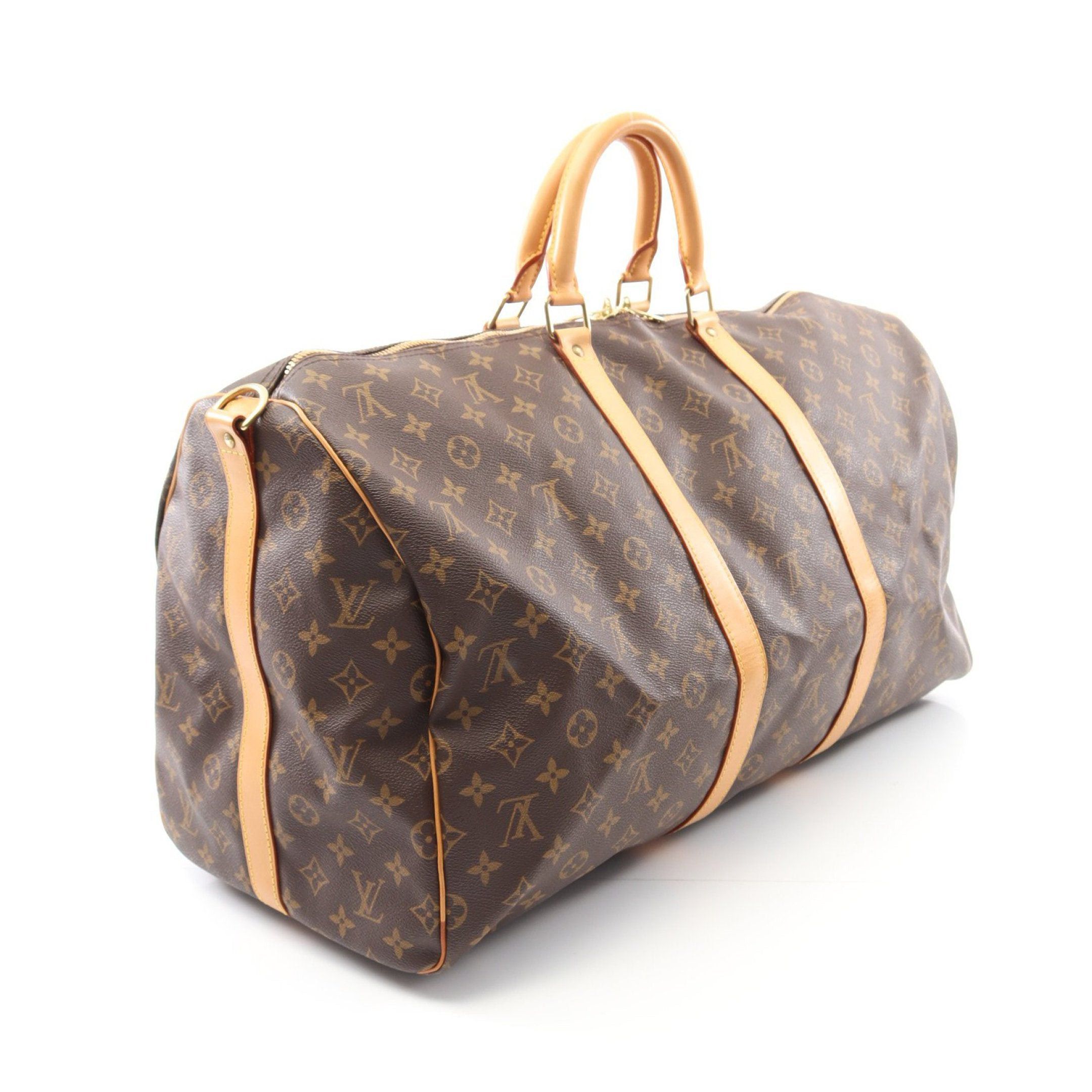 Louis Vuitton Louis Vuitton Keepall 55 Monogram Boston Bag Leather Brown Size ONE SIZE - 2 Thumbnail