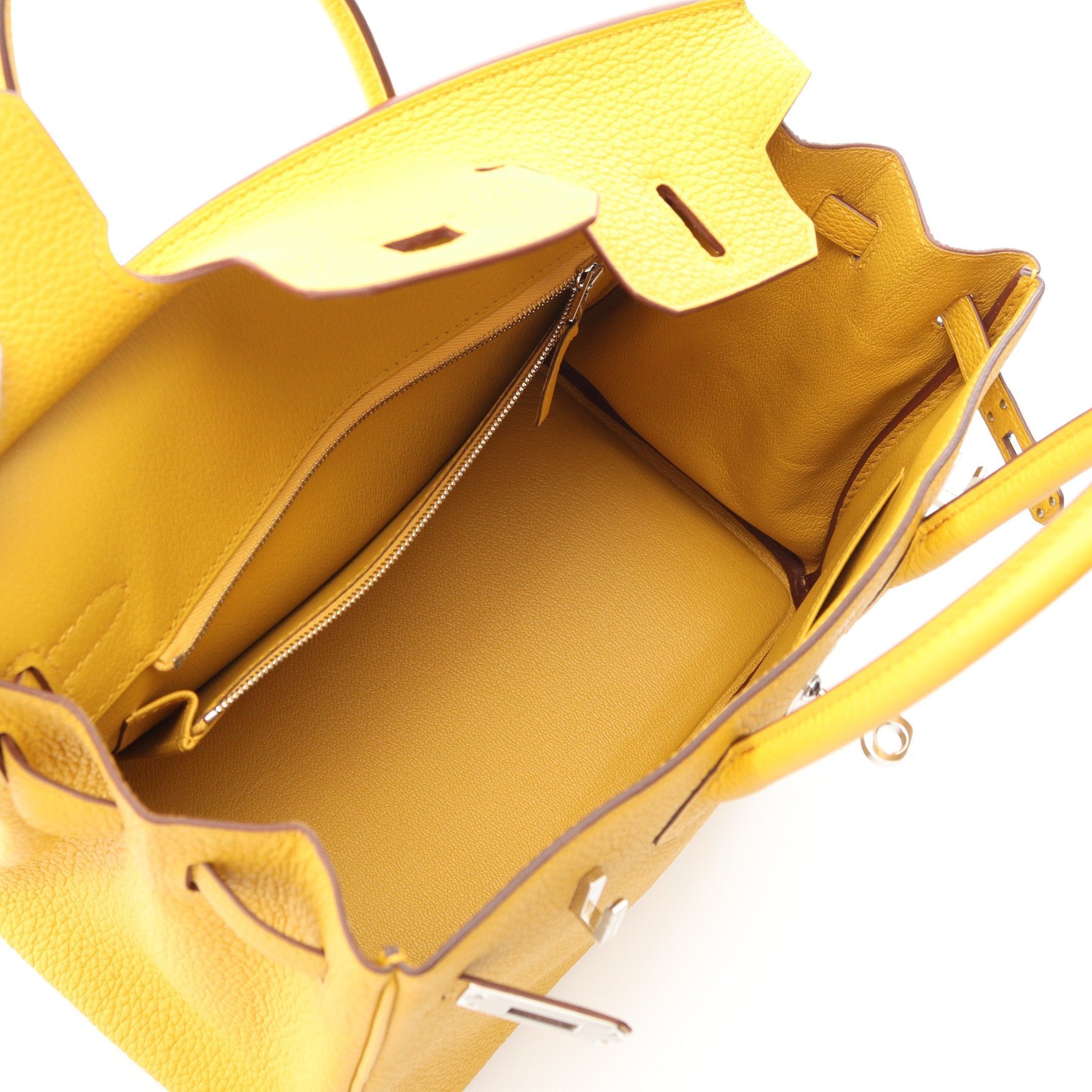 Hermes Hermes Birkin 25 Jaune Ambre Handbag Togo Yellow Silver Hardware B Stamp Size ONE SIZE - 3 Thumbnail