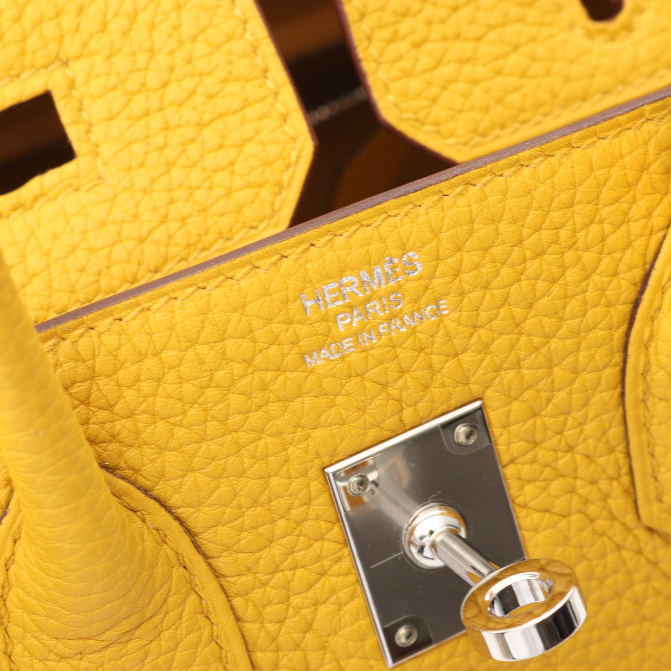 Hermes Hermes Birkin 25 Jaune Ambre Handbag Togo Yellow Silver Hardware B Stamp Size ONE SIZE - 4 Thumbnail
