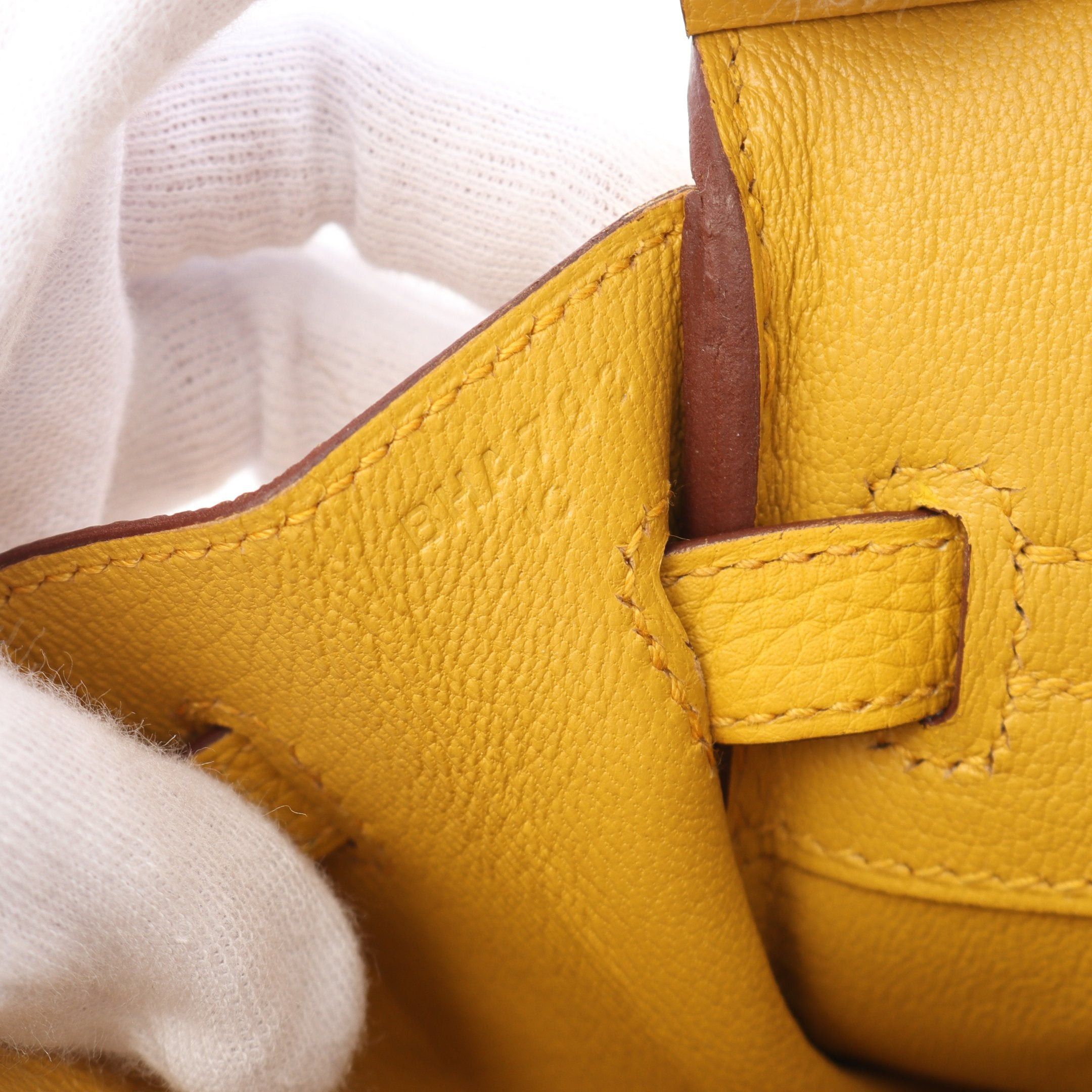 Hermes Hermes Birkin 25 Jaune Ambre Handbag Togo Yellow Silver Hardware B Stamp Size ONE SIZE - 5 Thumbnail