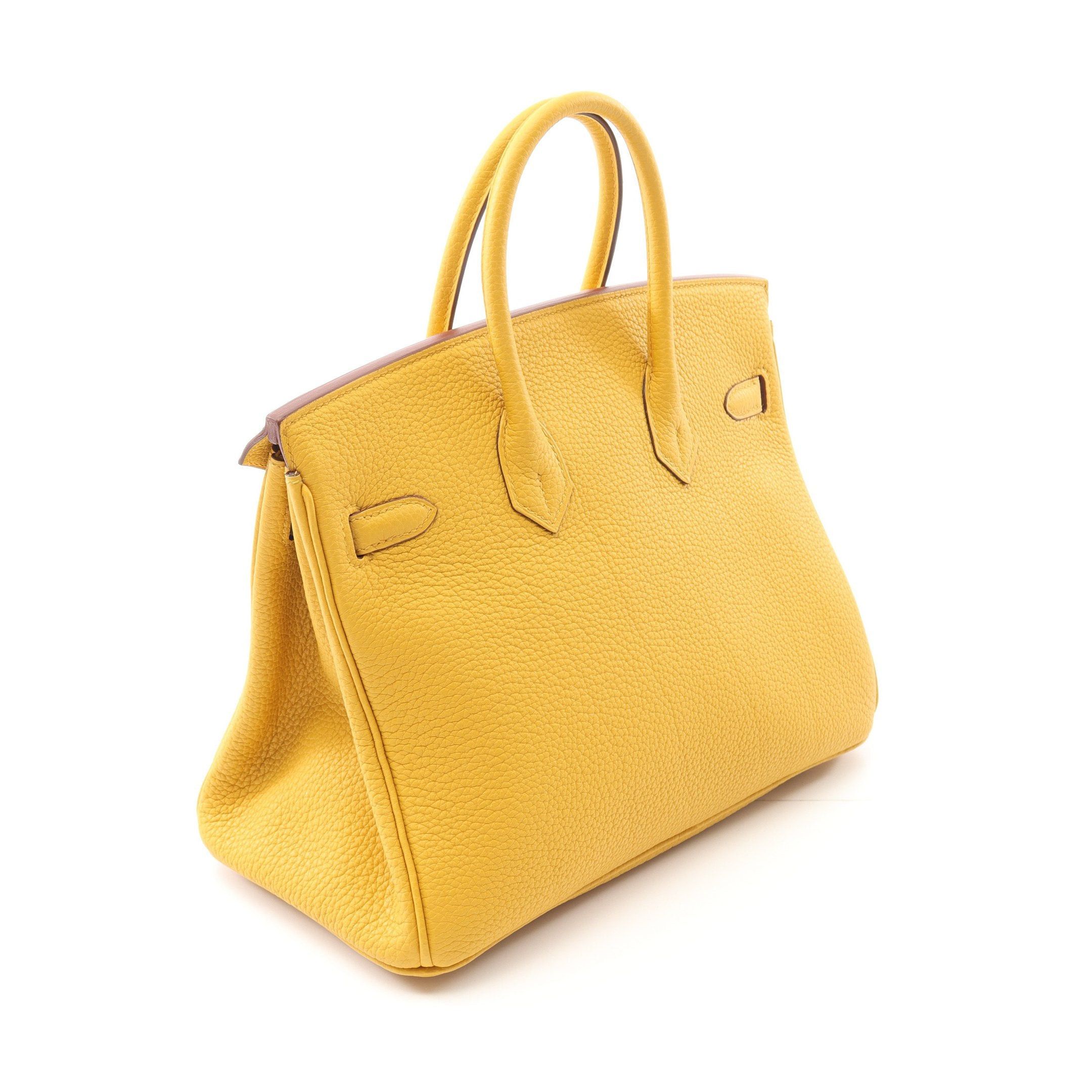 Hermes Hermes Birkin 25 Jaune Ambre Handbag Togo Yellow Silver Hardware B Stamp Size ONE SIZE - 2 Thumbnail