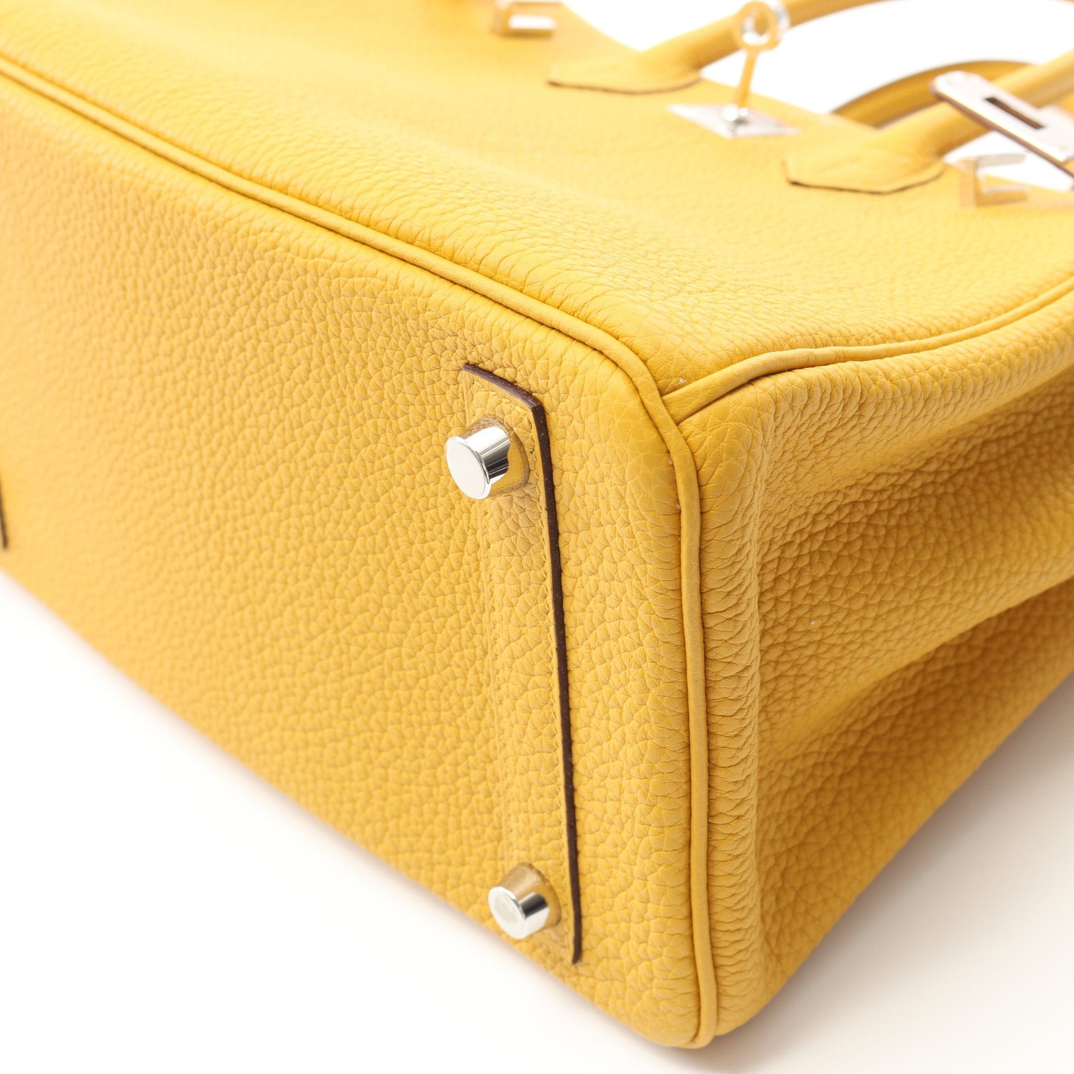 Hermes Hermes Birkin 25 Jaune Ambre Handbag Togo Yellow Silver Hardware B Stamp Size ONE SIZE - 7 Thumbnail
