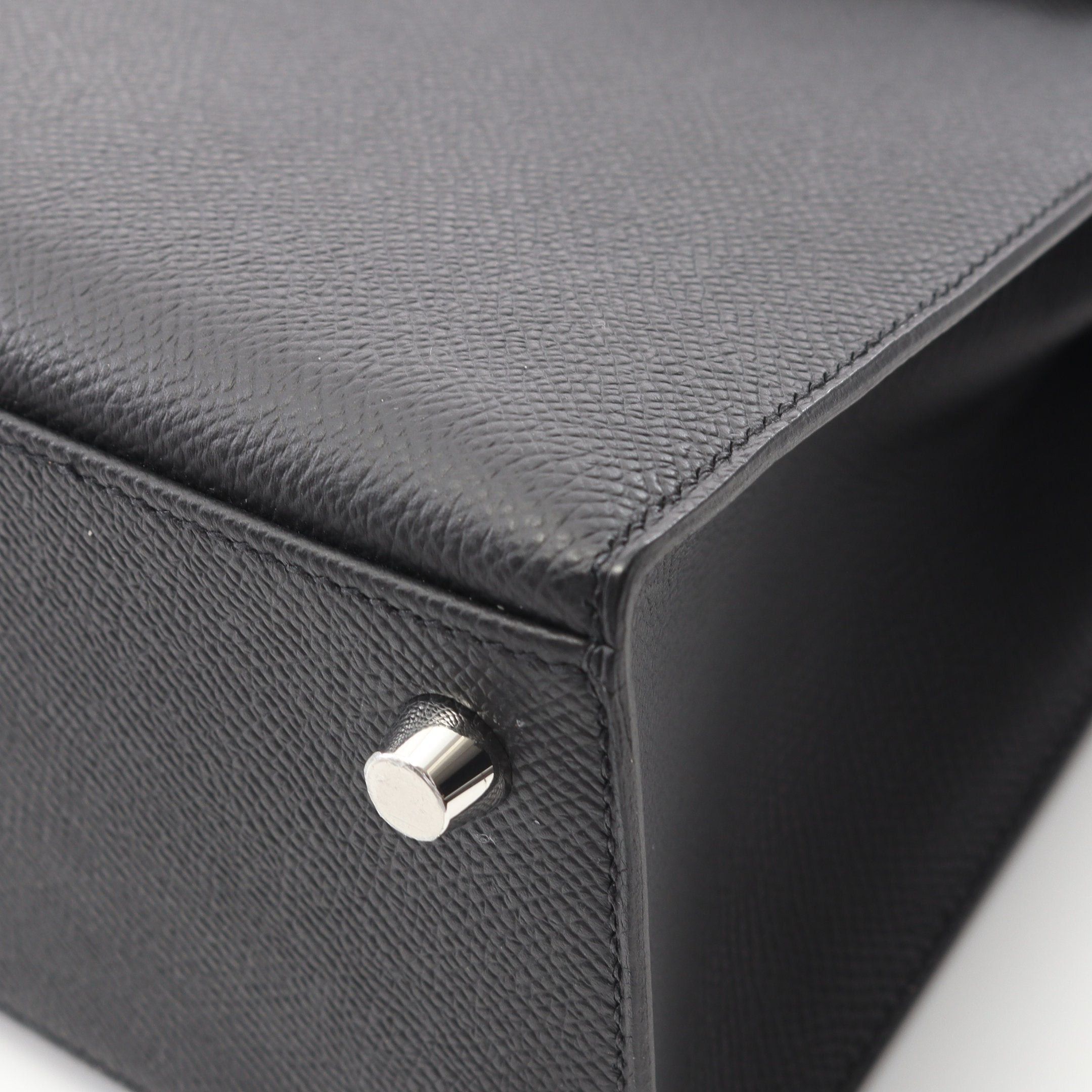 Hermes Hermes Kelly 25 Handbag Veau Epsom Black Silver Hardware Outside Sewing Double Engraved Size ONE SIZE - 7 Thumbnail