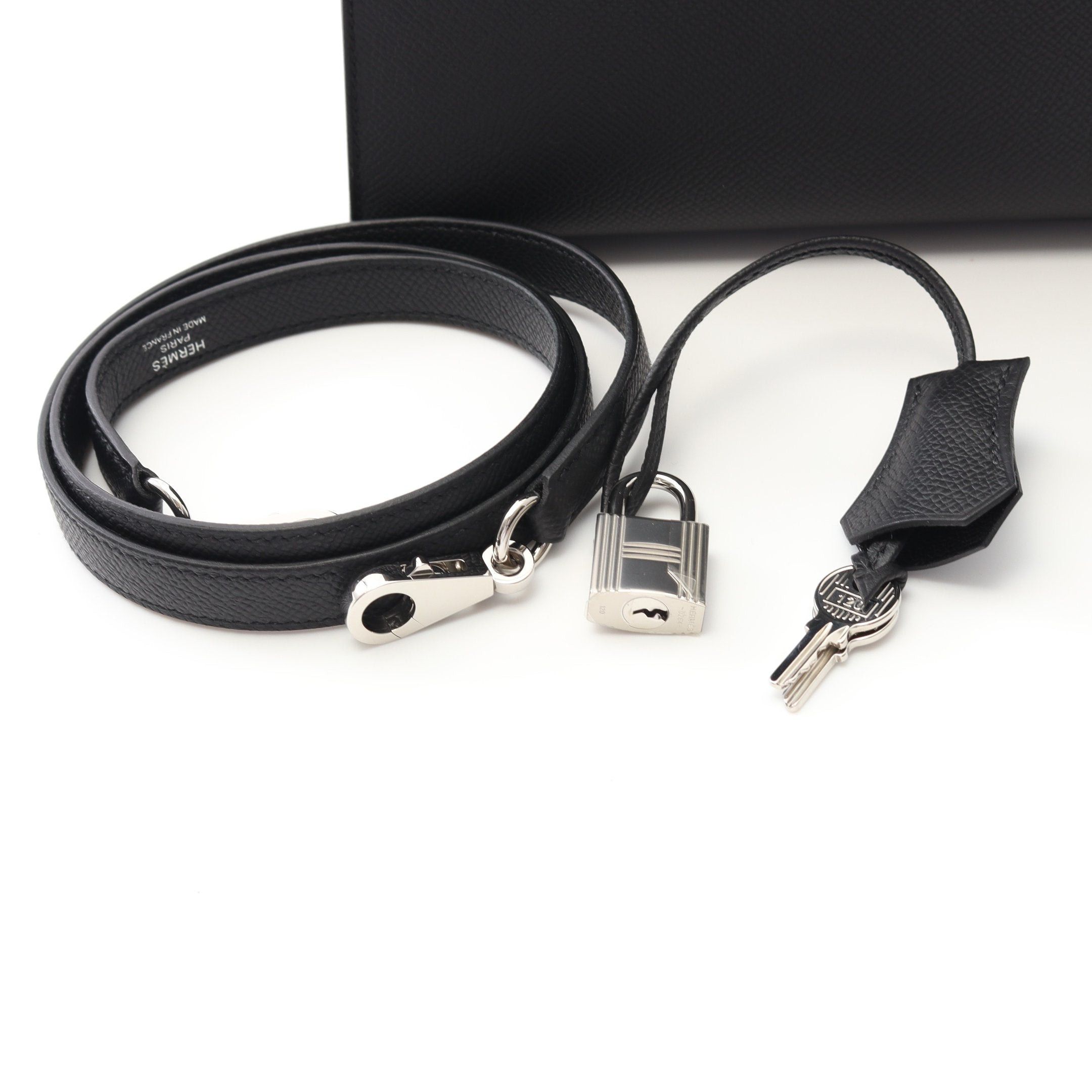 Hermes Hermes Kelly 25 Handbag Veau Epsom Black Silver Hardware Outside Sewing Double Engraved Size ONE SIZE - 6 Thumbnail