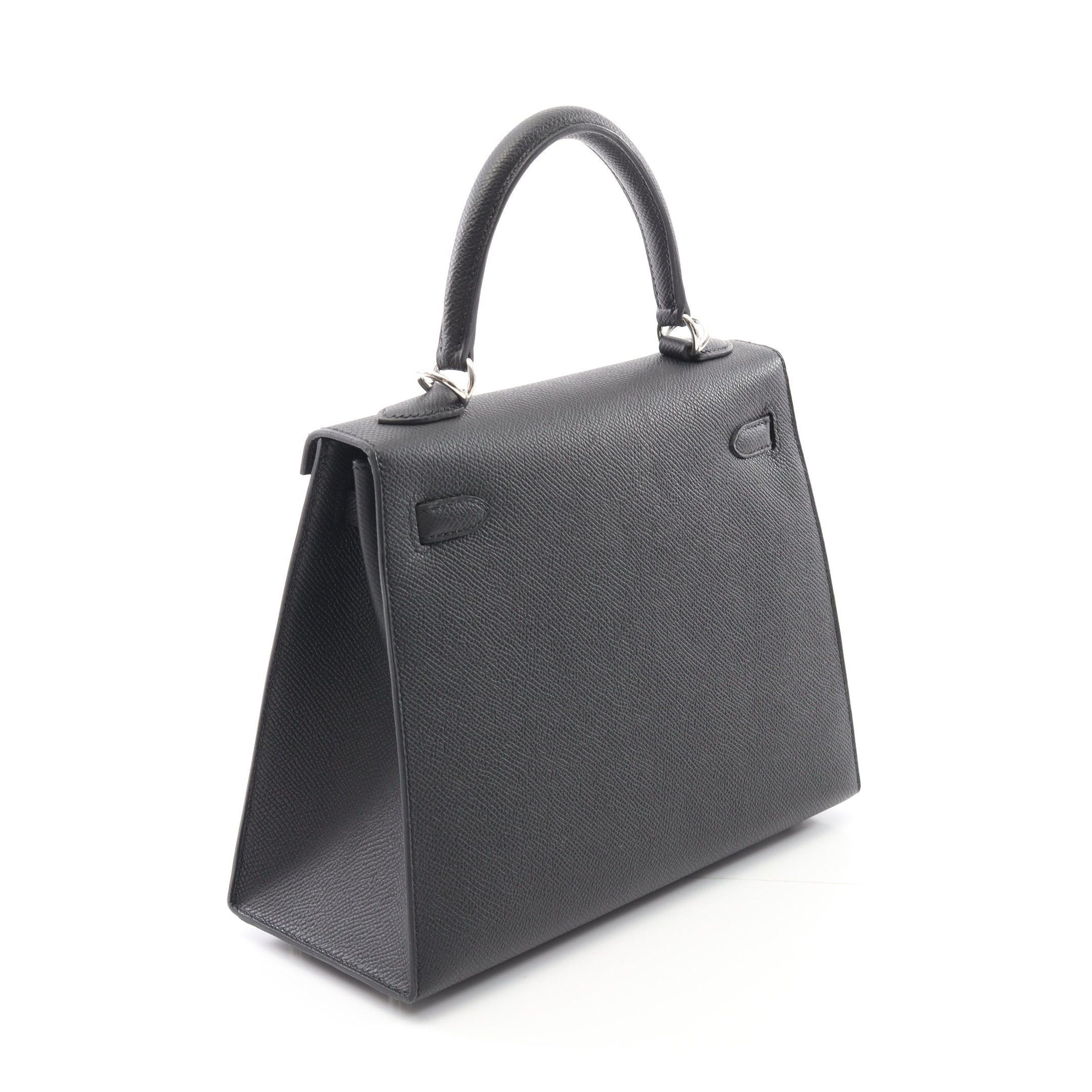 Hermes Hermes Kelly 25 Handbag Veau Epsom Black Silver Hardware Outside Sewing Double Engraved Size ONE SIZE - 2 Thumbnail