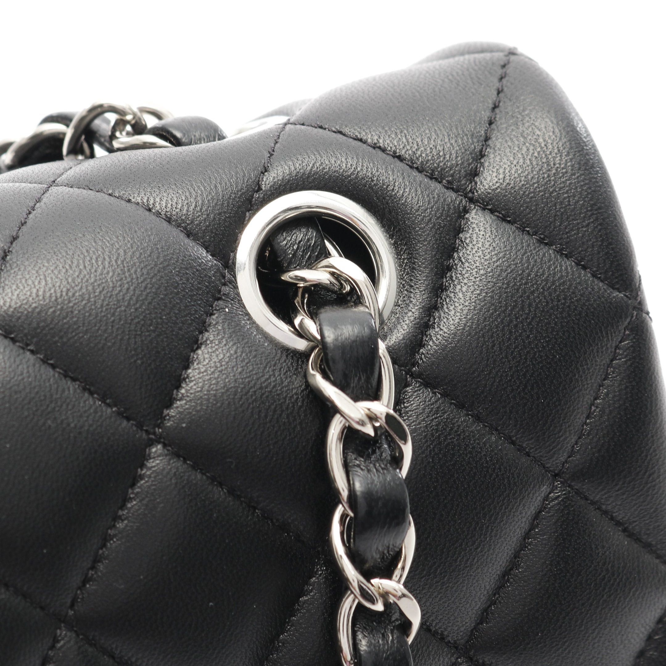 Chanel Chanel Matelasse Double Flap Chain Shoulder Bag Lambskin Black Silver Hardware Size ONE SIZE - 8 Thumbnail