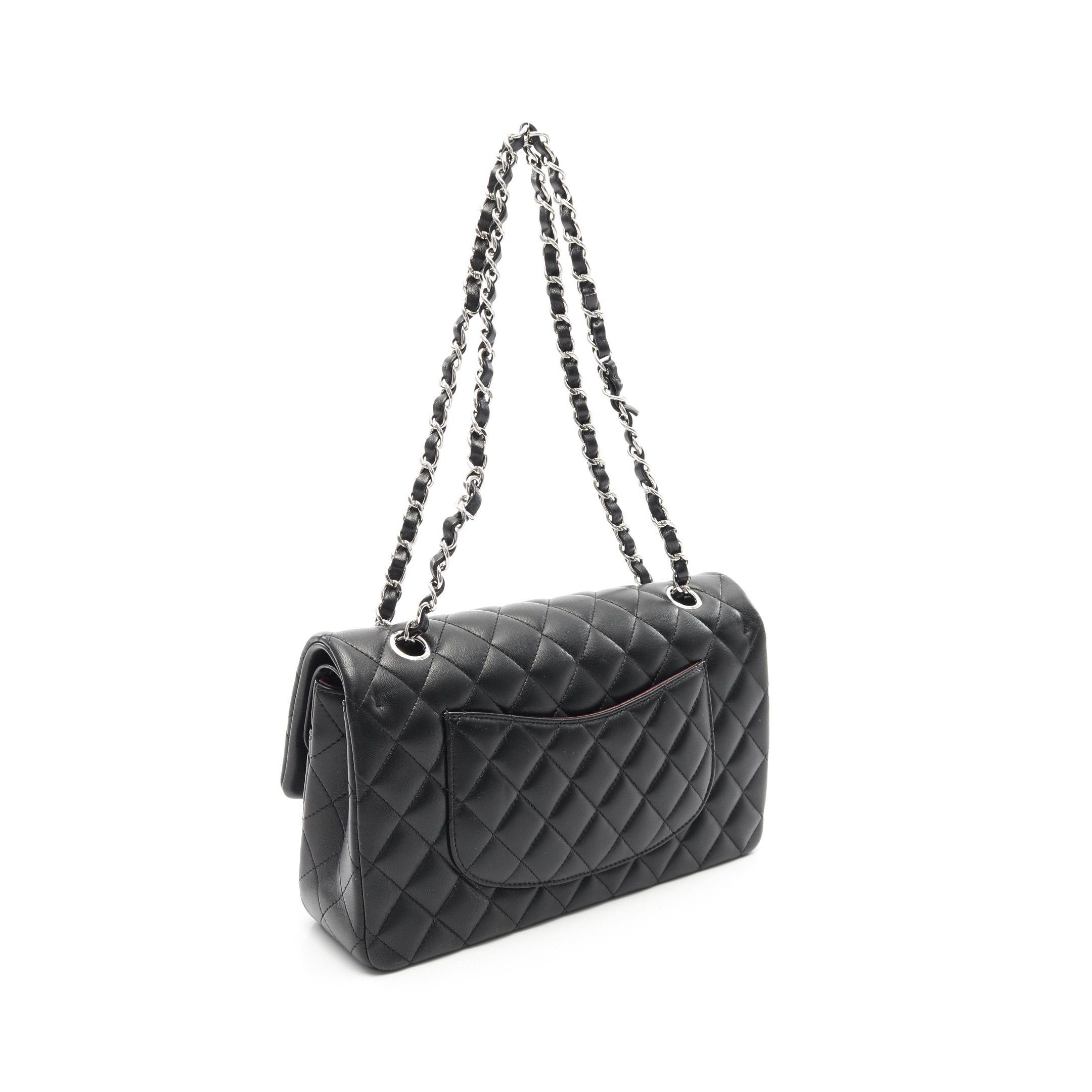 Chanel Chanel Matelasse Double Flap Chain Shoulder Bag Lambskin Black Silver Hardware Size ONE SIZE - 2 Thumbnail