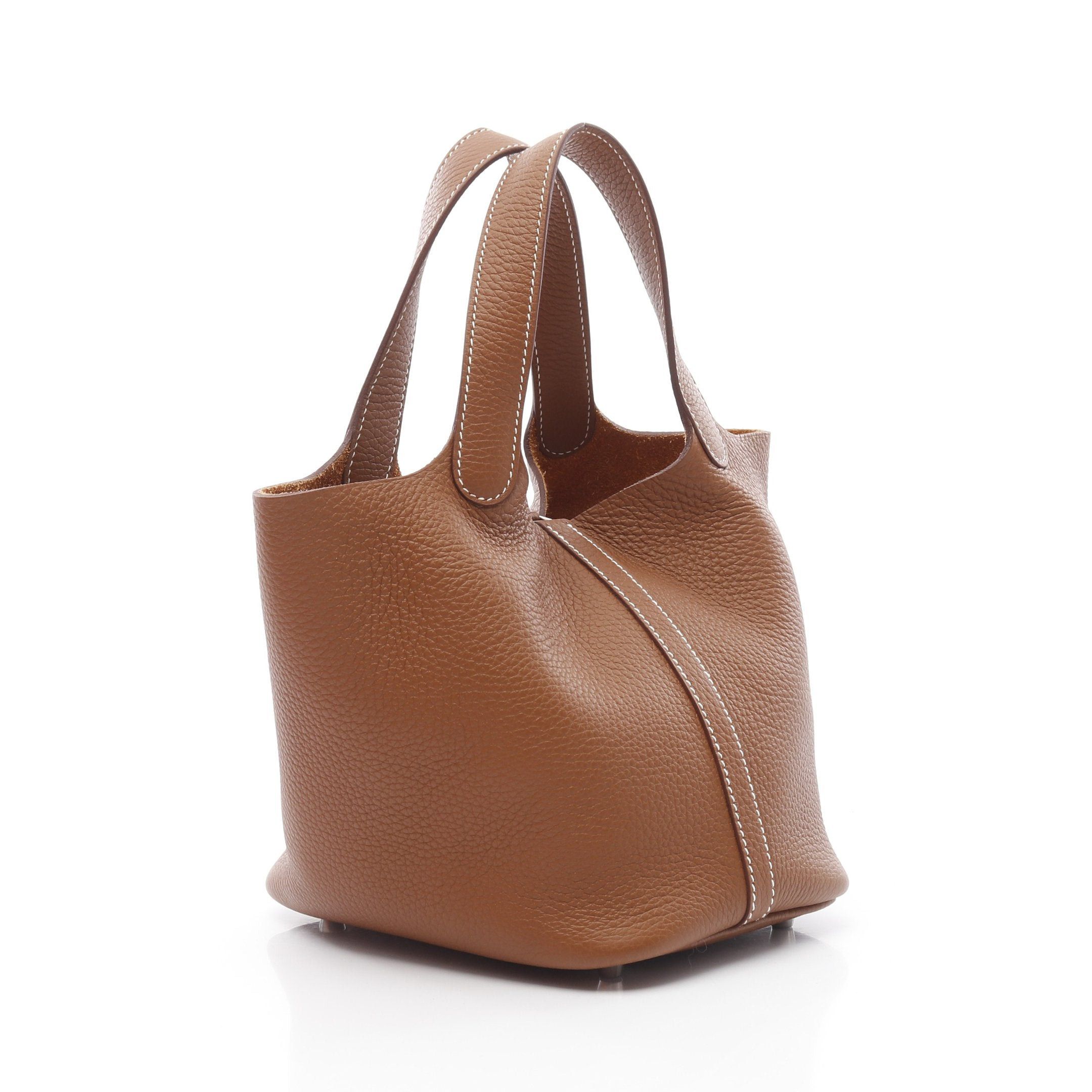 Hermes Hermes Picotane Pm Gold Handbag Clemence Leather Brown Silver Hardware U Stamp Size ONE SIZE - 2 Thumbnail