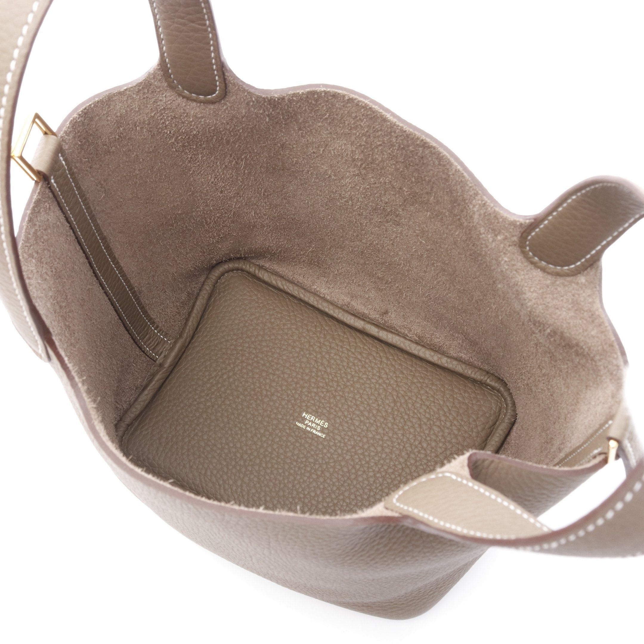 Hermes Hermes Picotane Pm Etoupe Handbag Clemence Leather Gray Brown Gold Hardware K Stamp Size ONE SIZE - 3 Thumbnail