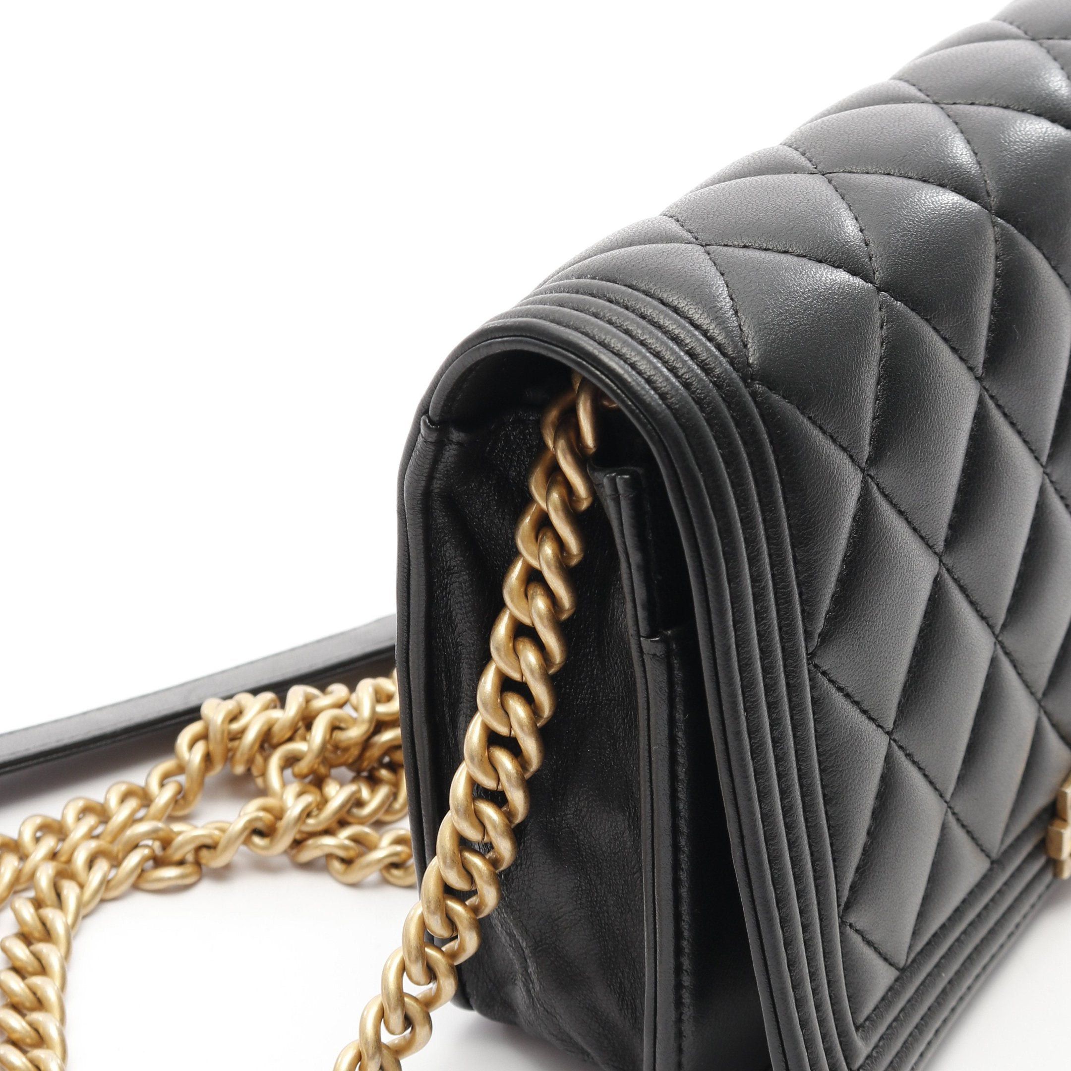 Chanel Chanel Boy Chanel Matelasse Chain Wallet Lambskin Black Gold Hardware Size ONE SIZE - 8 Thumbnail
