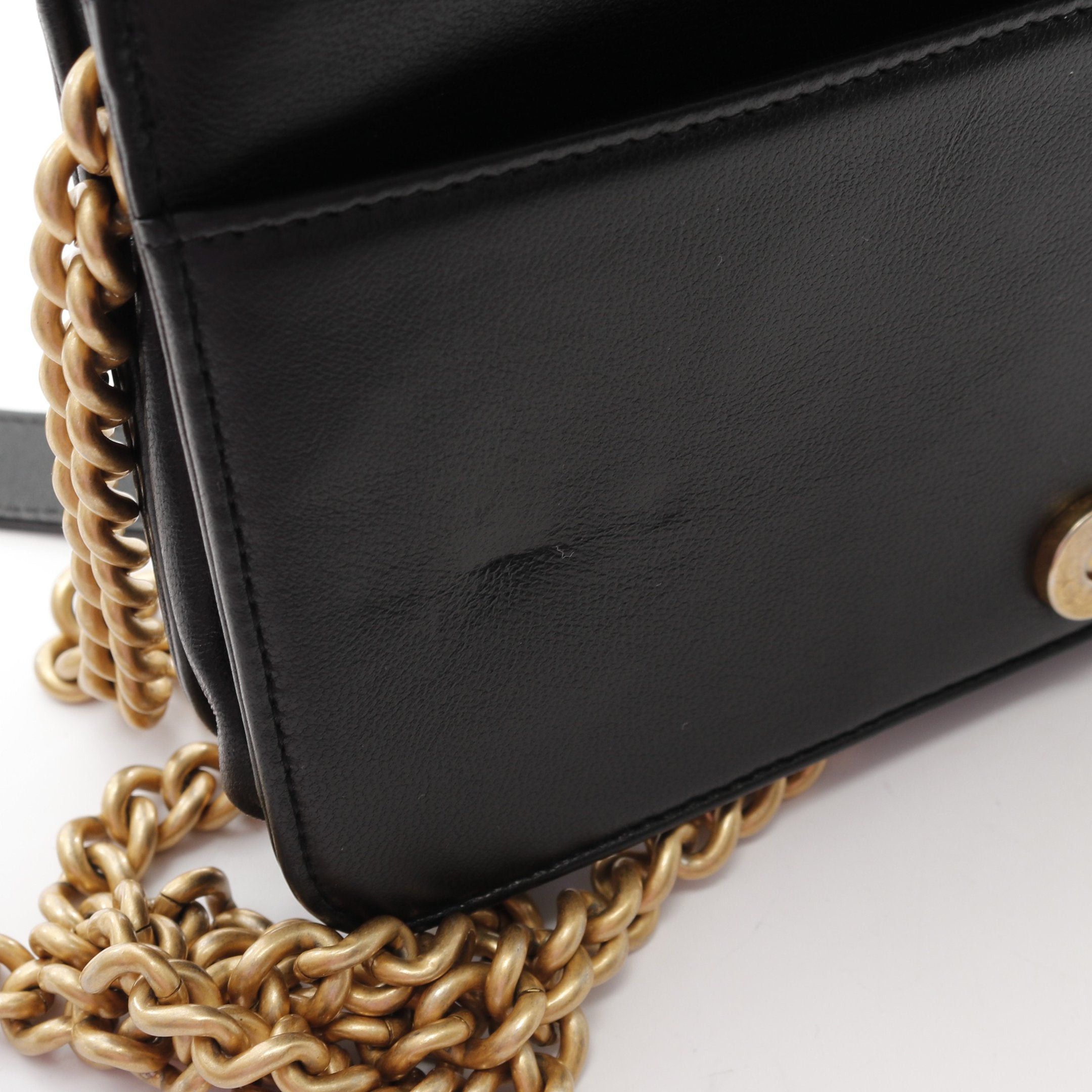 Chanel Chanel Boy Chanel Matelasse Chain Wallet Lambskin Black Gold Hardware Size ONE SIZE - 9 Thumbnail