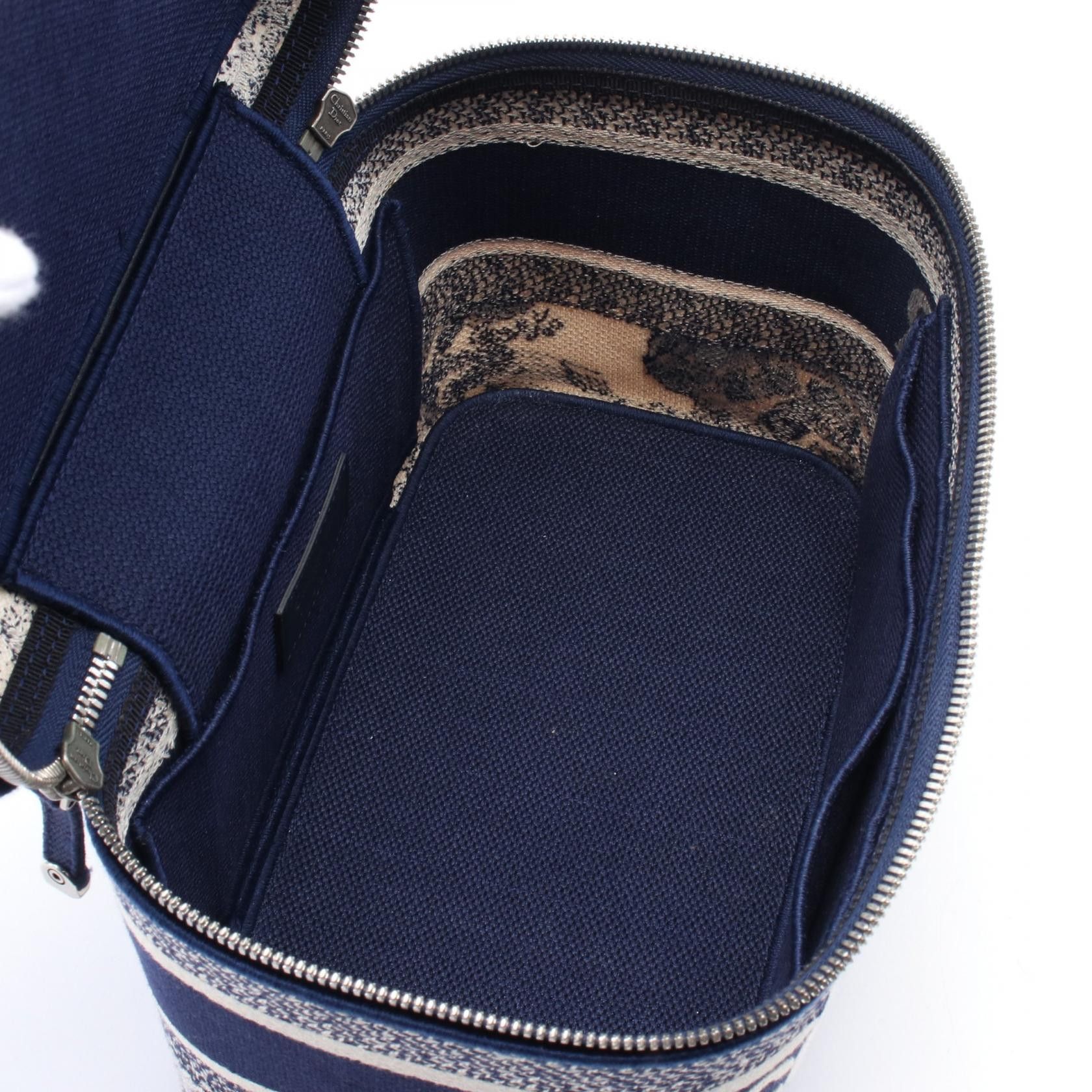 Dior Dior Travel Vanity Handbag Canvas Navy Off White Size ONE SIZE - 3 Thumbnail