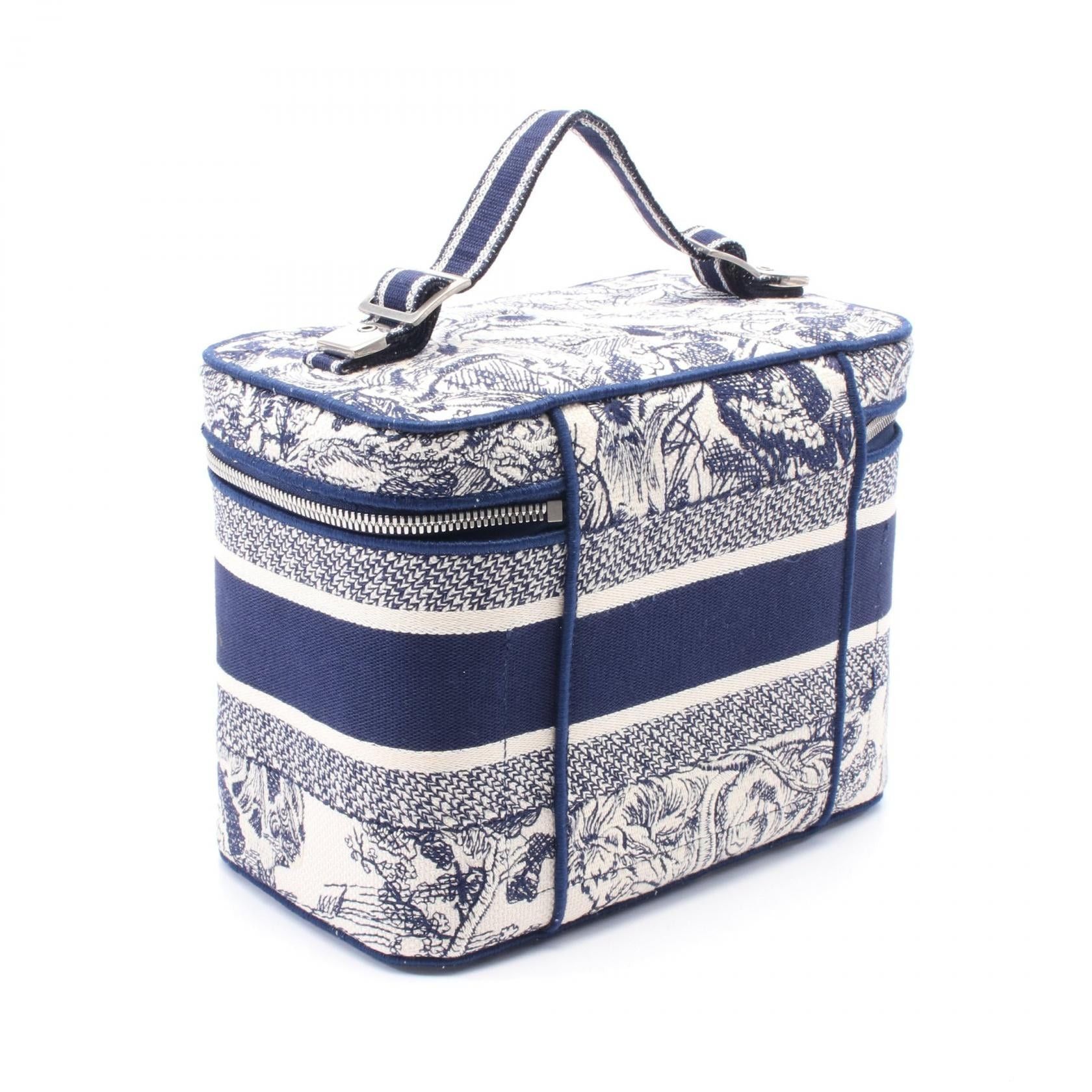 Dior Dior Travel Vanity Handbag Canvas Navy Off White Size ONE SIZE - 2 Thumbnail