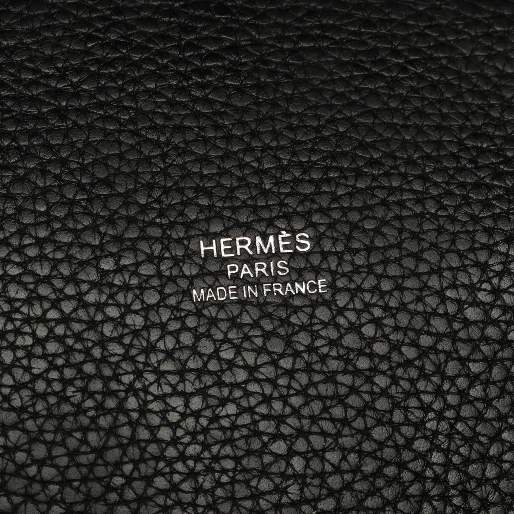 Hermes Hermes Parsangle Veil Bronze Noir Clemence Leather Shoulder Bag Tote Toile Military Khaki Green Black Silver Hardware U Stamp Size ONE SIZE - 4 Thumbnail