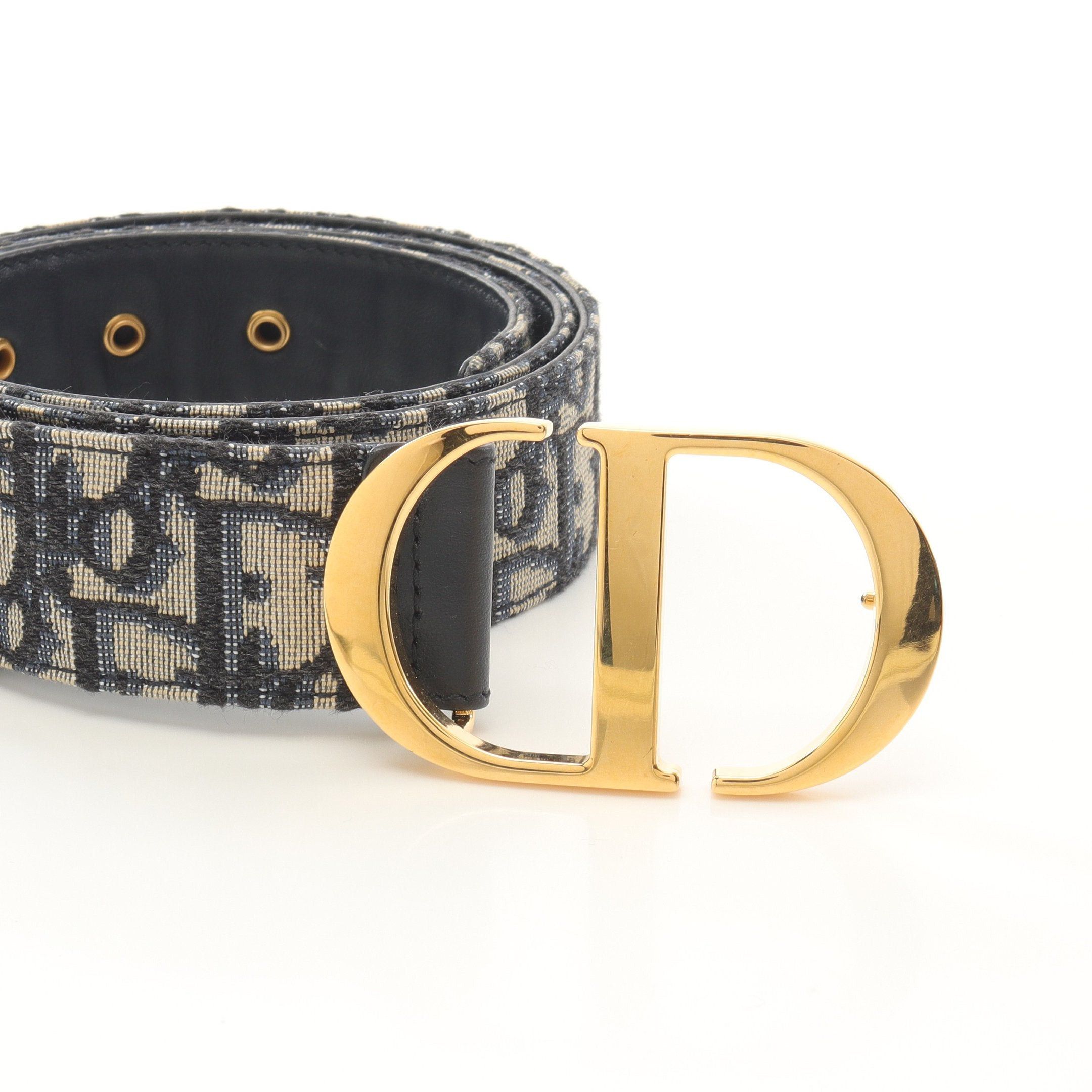 Dior Dior Cd Buckle Oblique Jacquard Belt Canvas Leather Navy Size ONE SIZE - 2 Thumbnail