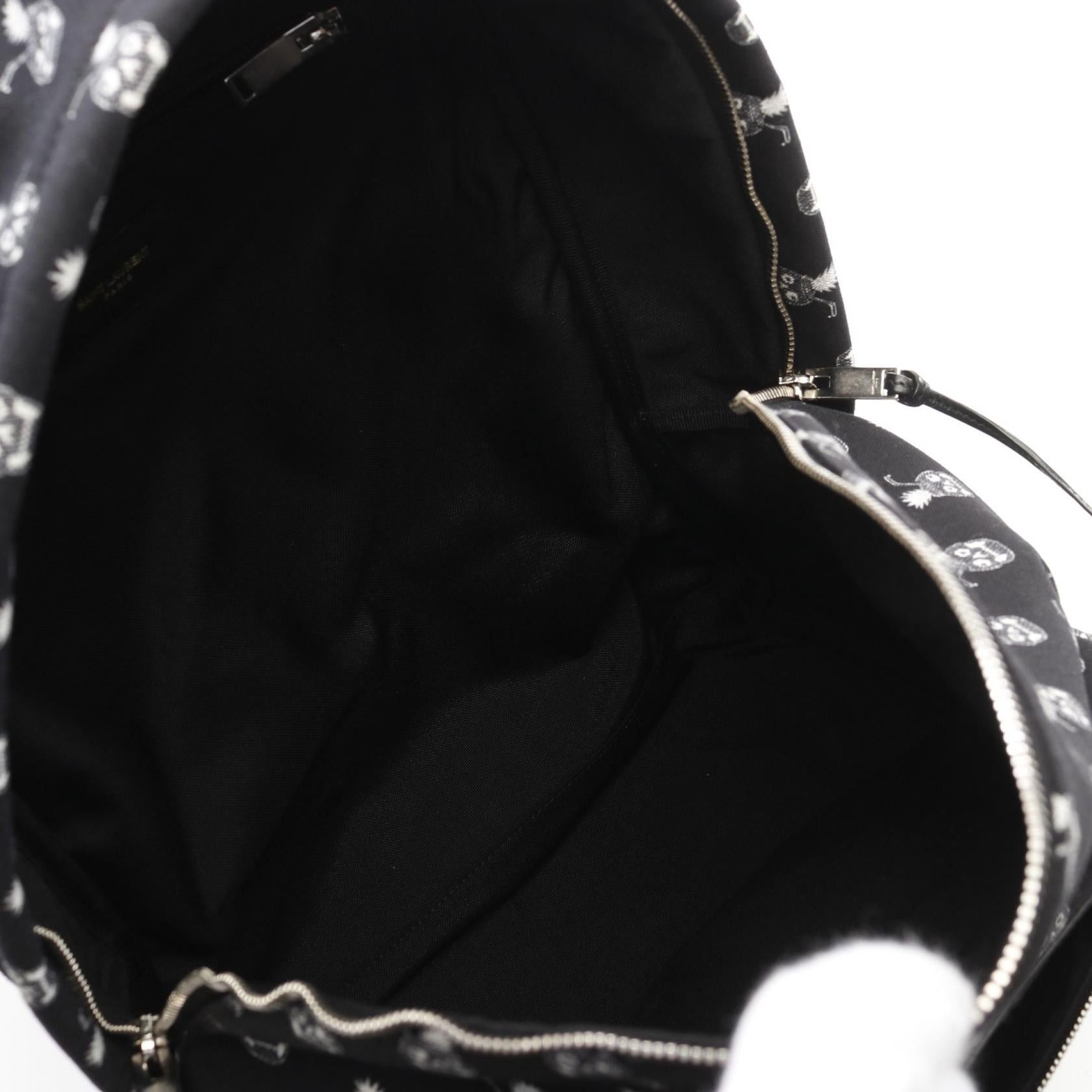 Yves Saint Laurent Yves Saint Laurent Classic Hunting Backpack Rucksack Canvas Leather Black White Size ONE SIZE - 3 Thumbnail