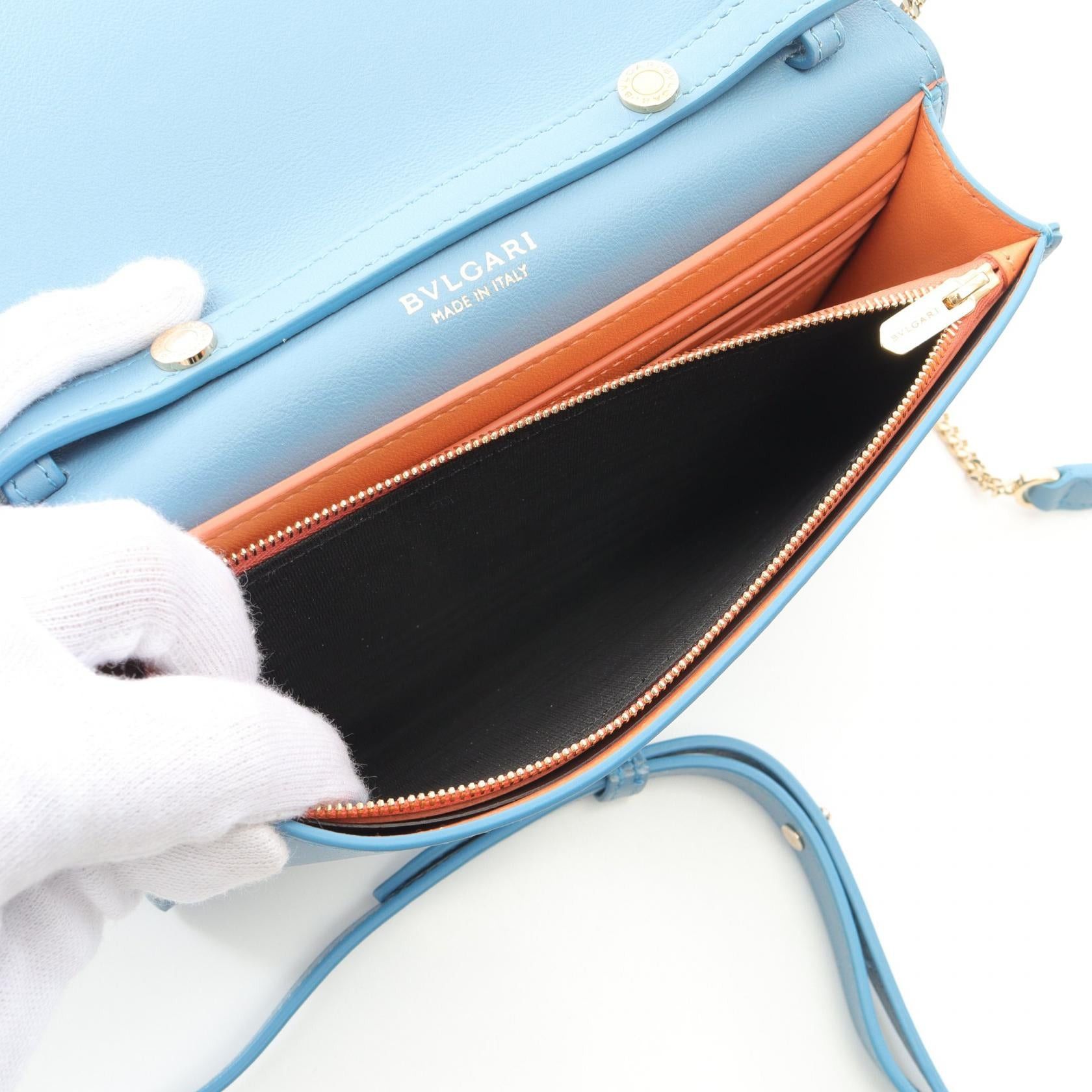 Bvlgari Bvlgari Infiniteum Chain Wallet Leather Light Blue Size ONE SIZE - 4 Thumbnail
