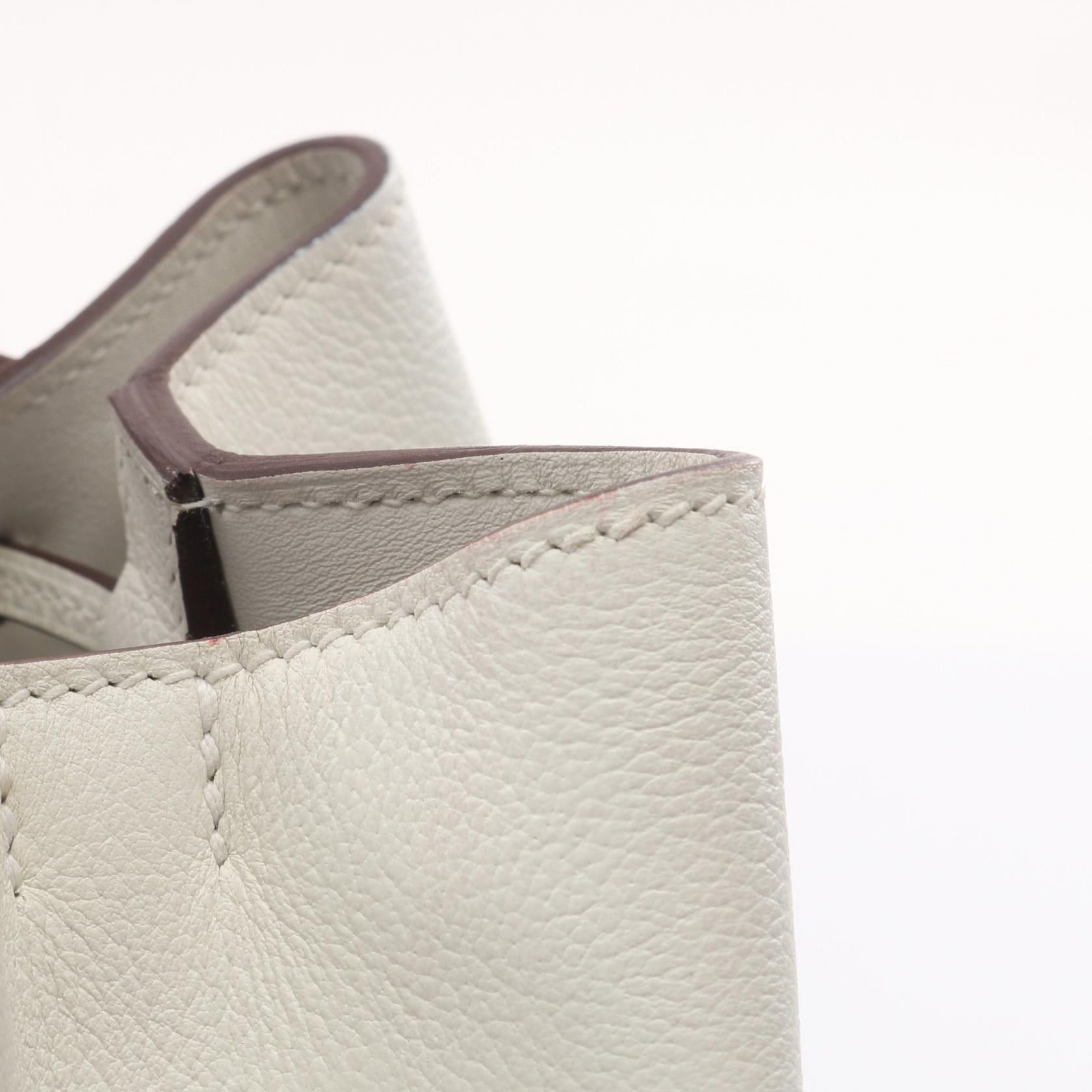 Hermes Hermes Ricor 17 White Shoulder Bag Evercolor Brown Red Silver Hardware C Engraved Size ONE SIZE - 9 Thumbnail