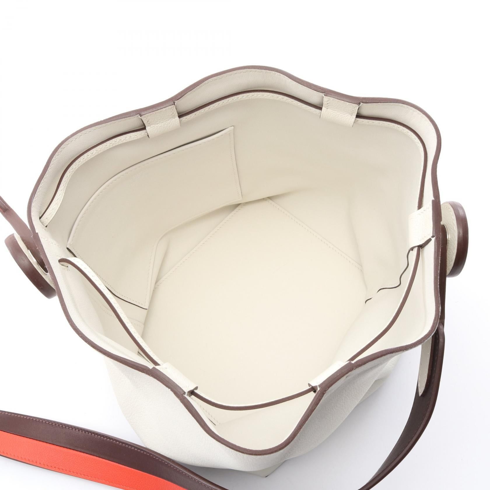 Hermes Hermes Ricor 17 White Shoulder Bag Evercolor Brown Red Silver Hardware C Engraved Size ONE SIZE - 3 Thumbnail