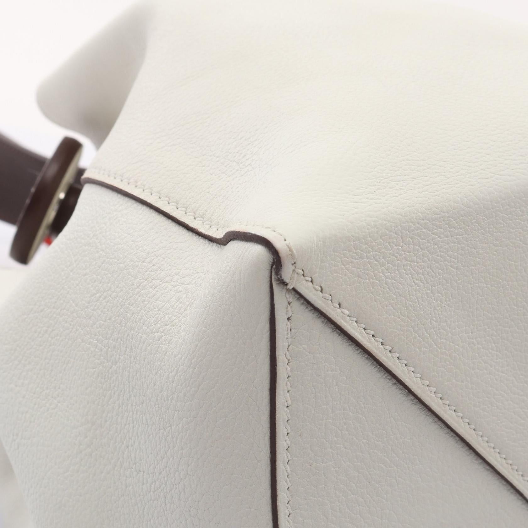 Hermes Hermes Ricor 17 White Shoulder Bag Evercolor Brown Red Silver Hardware C Engraved Size ONE SIZE - 6 Thumbnail