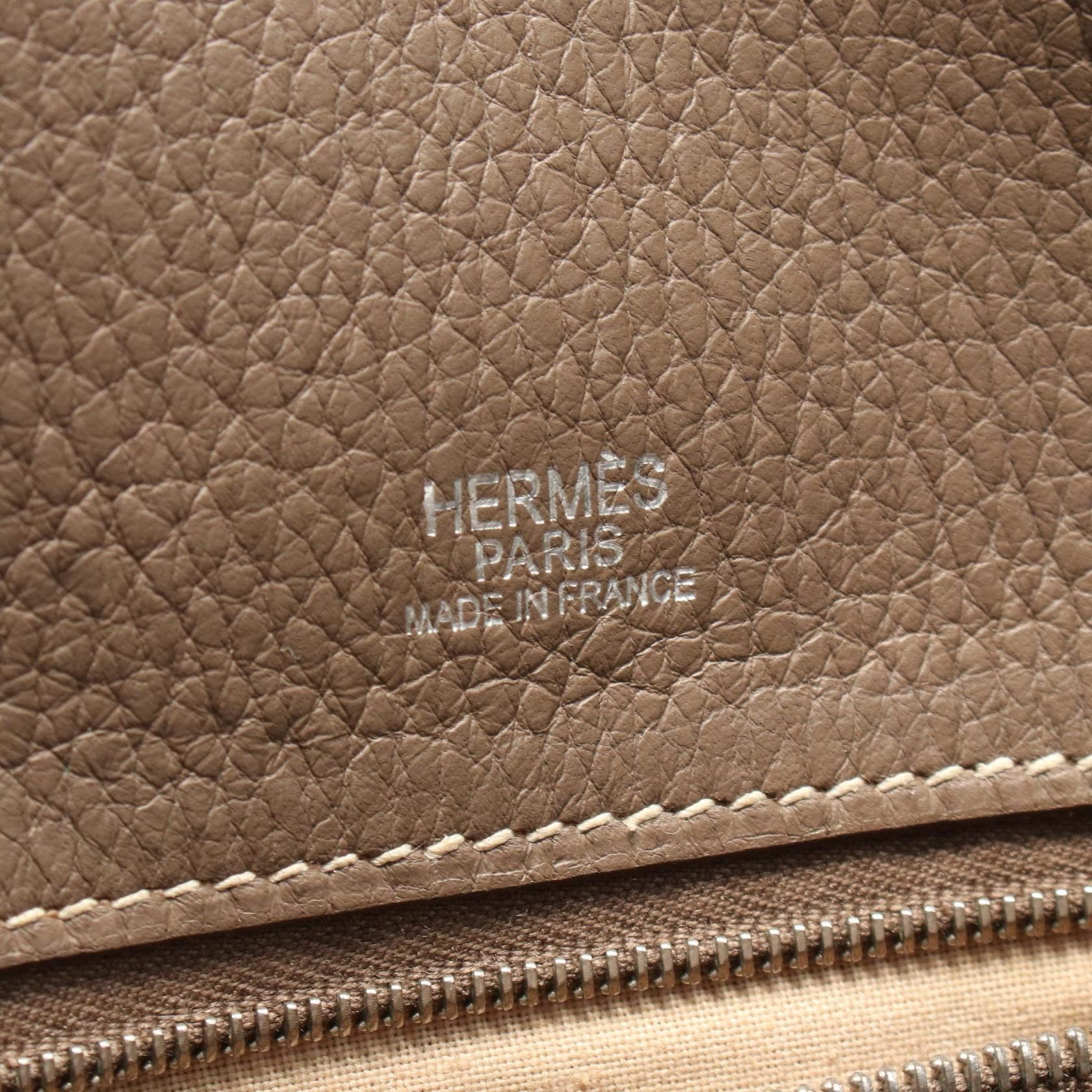 Hermes Hermes Victoria Cabas 32 Etoupe Shoulder Bag Tote Clemence Leather Gray Brown □J Carved Stamp Size ONE SIZE - 4 Thumbnail
