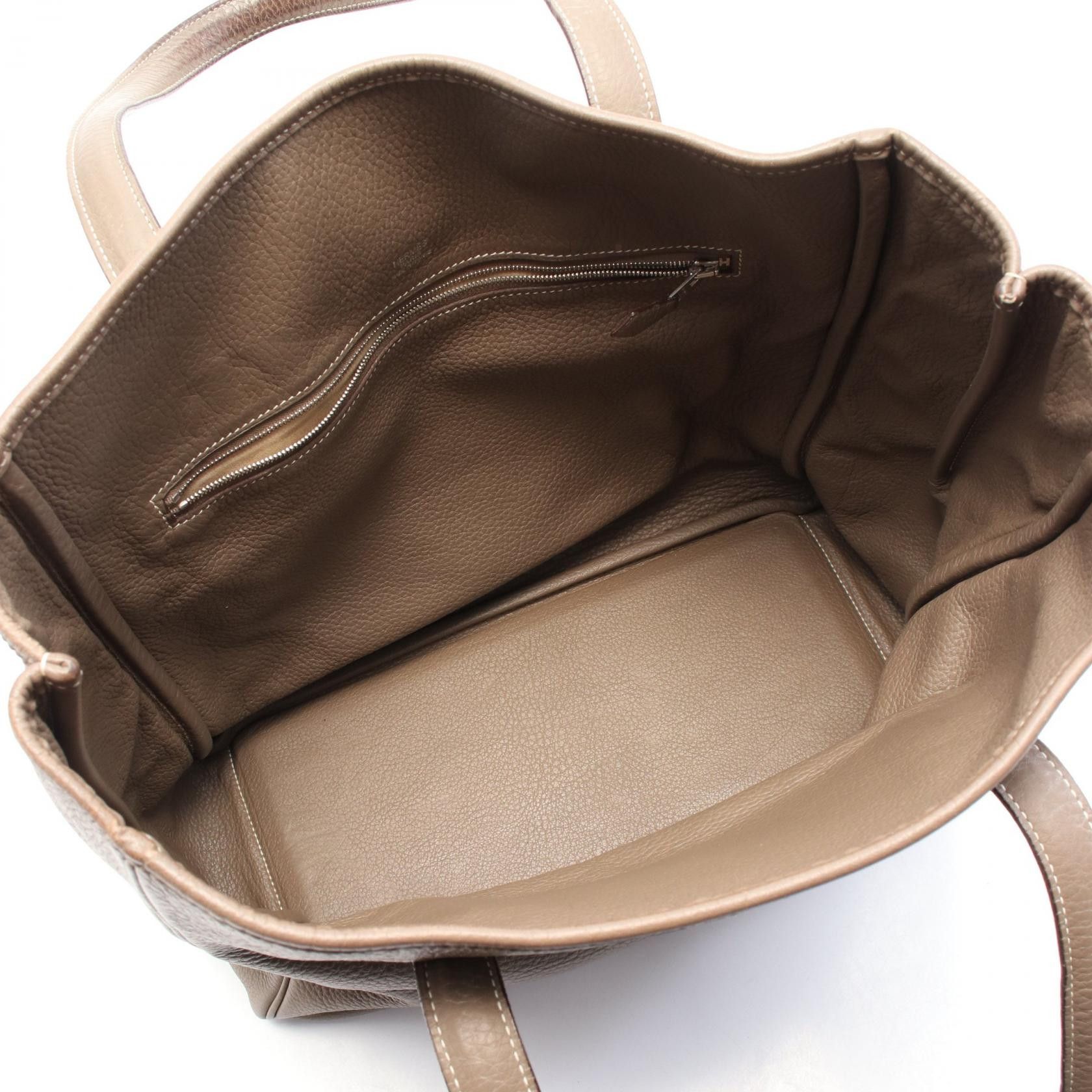 Hermes Hermes Victoria Cabas 32 Etoupe Shoulder Bag Tote Clemence Leather Gray Brown □J Carved Stamp Size ONE SIZE - 3 Thumbnail