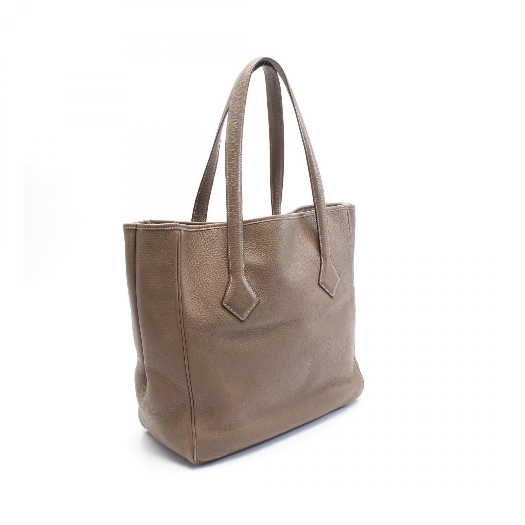 Hermes Hermes Victoria Cabas 32 Etoupe Shoulder Bag Tote Clemence Leather Gray Brown □J Carved Stamp Size ONE SIZE - 2 Thumbnail