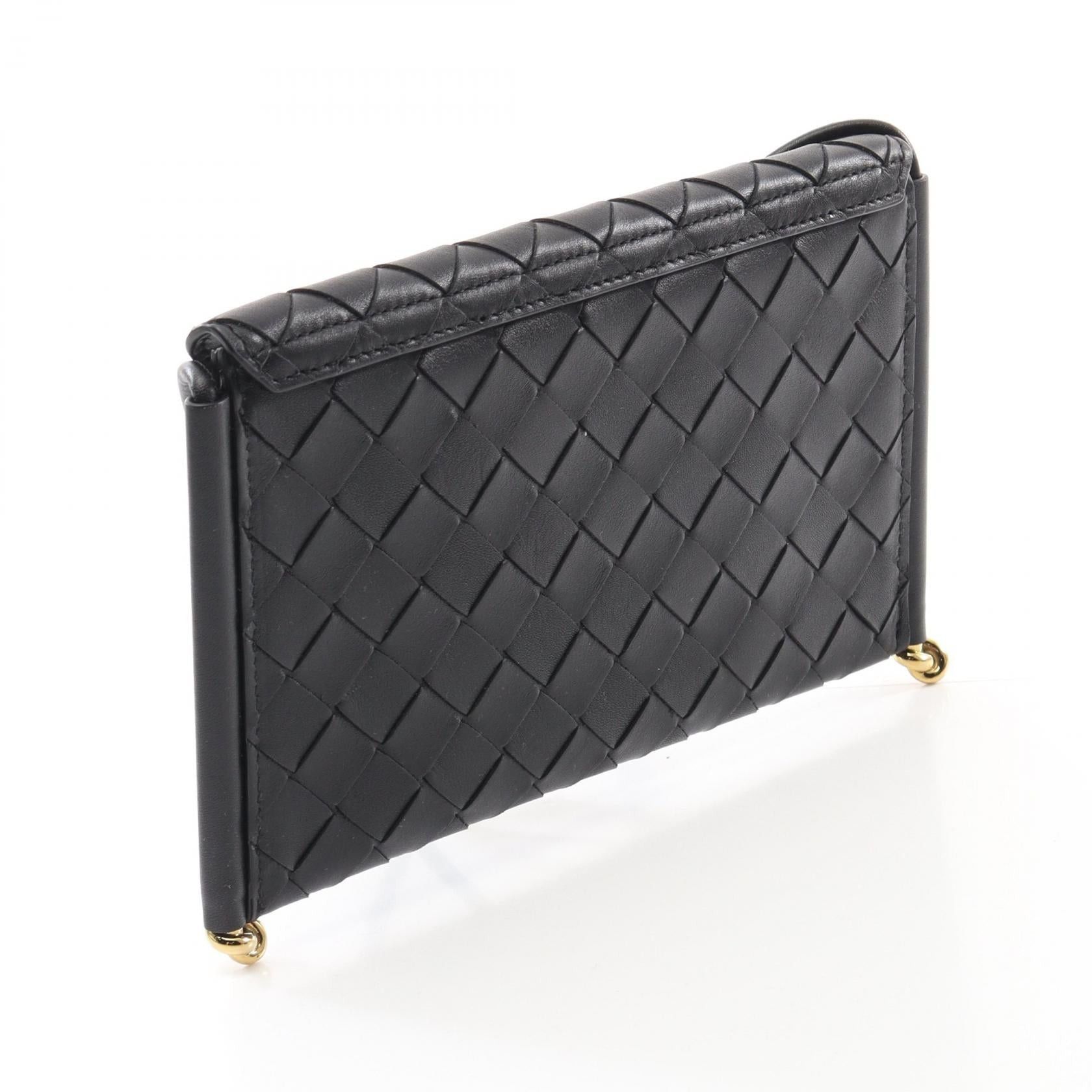 Bottega Veneta Bottega Veneta Intrecciato Phone Pouch Shoulder Bag Leather Black Size ONE SIZE - 2 Thumbnail