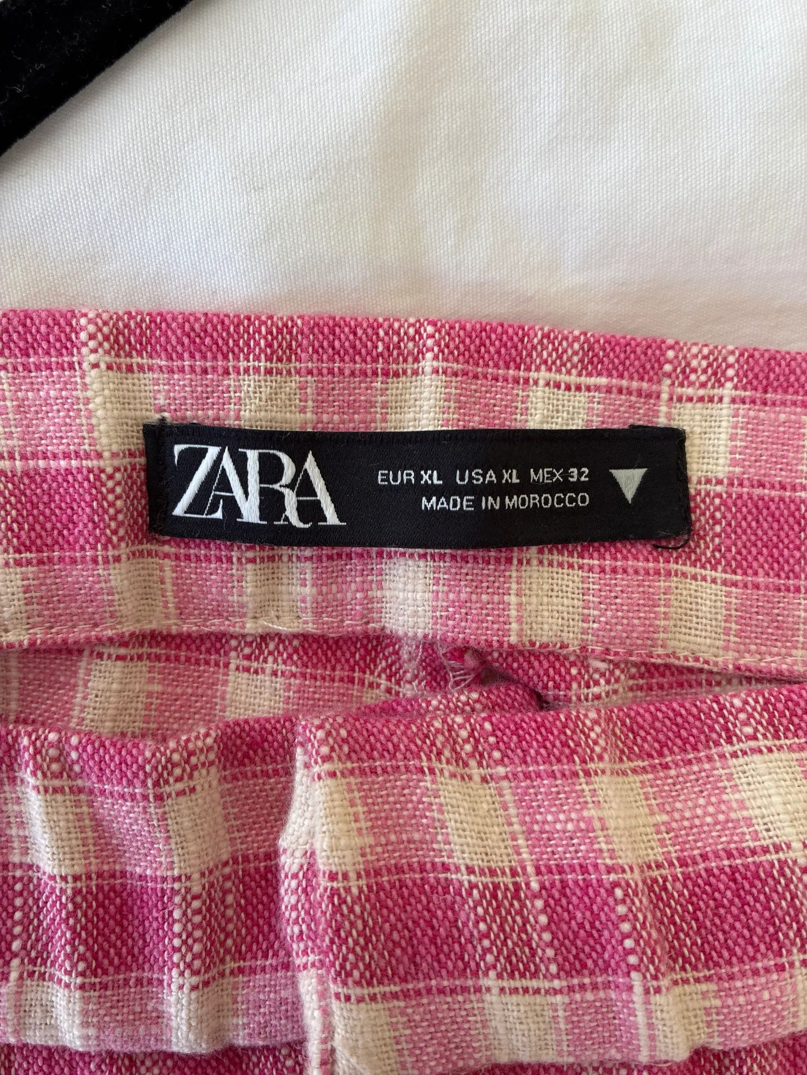 Zara Zara Zara rosa-vit rutig vidare byxa Pants Size 28" / US 6 / IT 42 - 2 Thumbnail