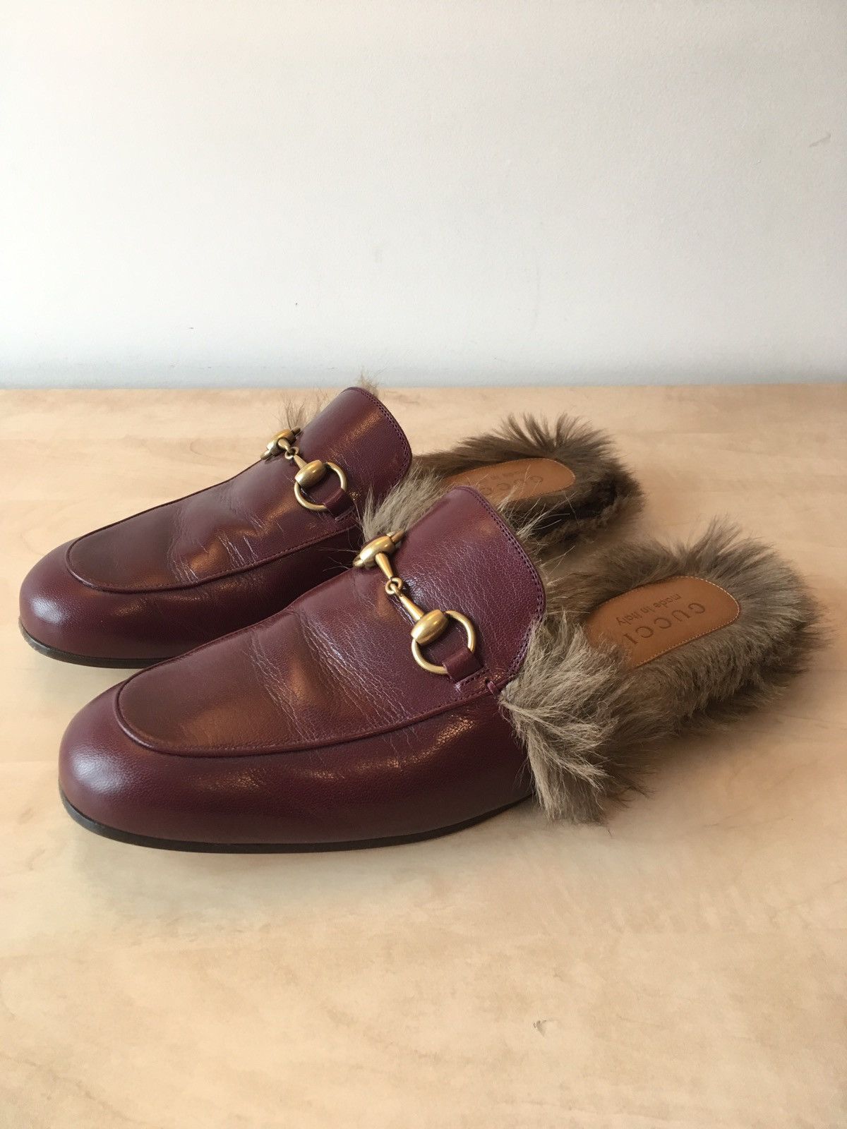 Gucci Gucci Princetown Fur Loafers Burgundy | Grailed