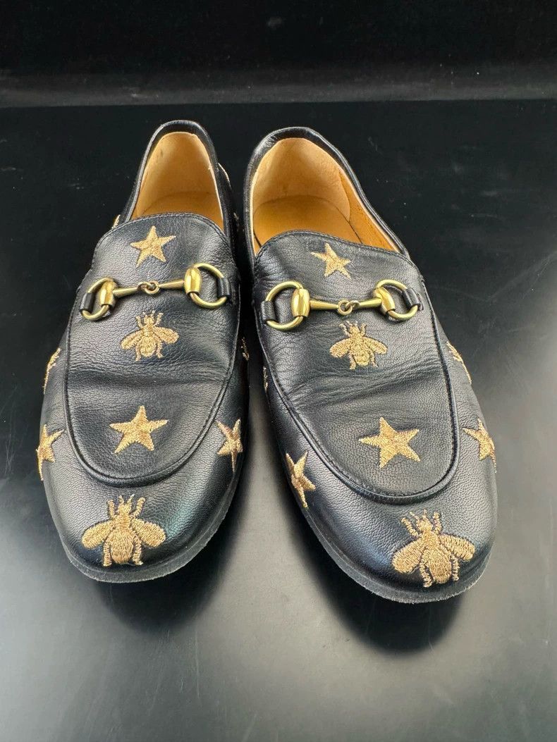 Gucci Gucci Jordaan Black Embroidered Flats for Women Size US 5 / IT 35 - 3 Thumbnail