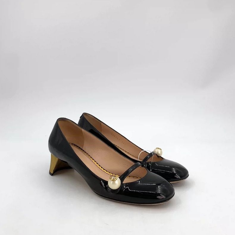 Gucci Gucci Black Pearled Mary Jane Heels Size 35.5 Size US 6 / IT 36 - 2 Thumbnail