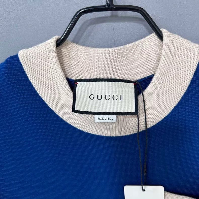 Gucci Blue and White Color Block Dress Size 42" / US 20 - 6 Thumbnail