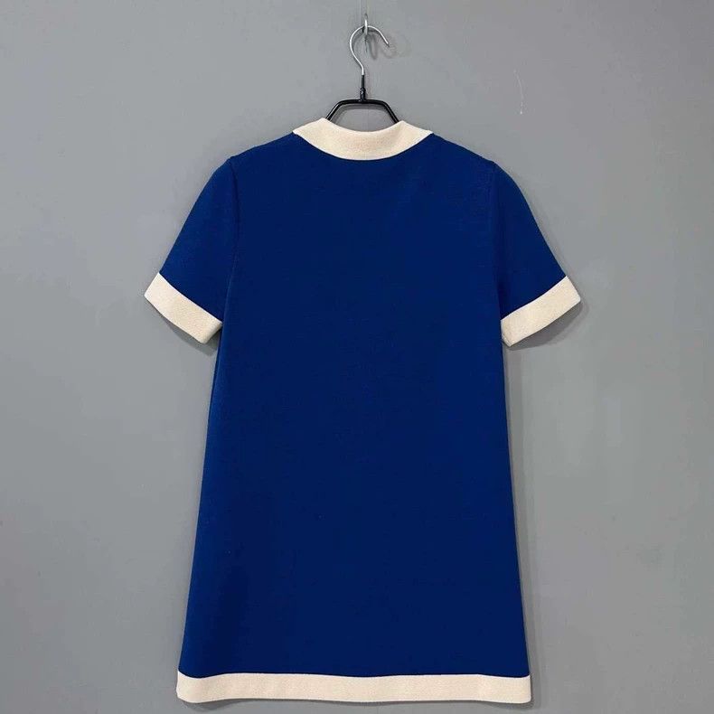 Gucci Blue and White Color Block Dress Size 42" / US 20 - 3 Thumbnail