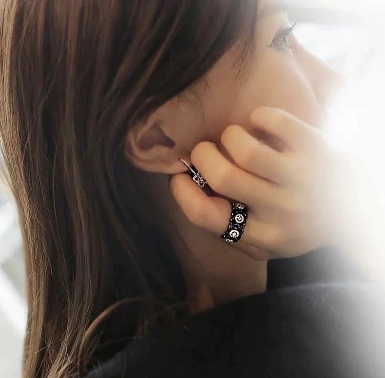 Cartier De Beers Black Ceramic Diamond Ring Size ONE SIZE - 8 Thumbnail