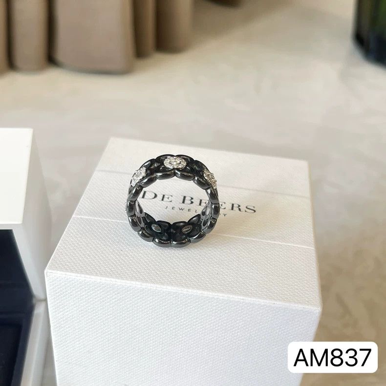 Cartier De Beers Black Ceramic Diamond Ring Size ONE SIZE - 6 Thumbnail